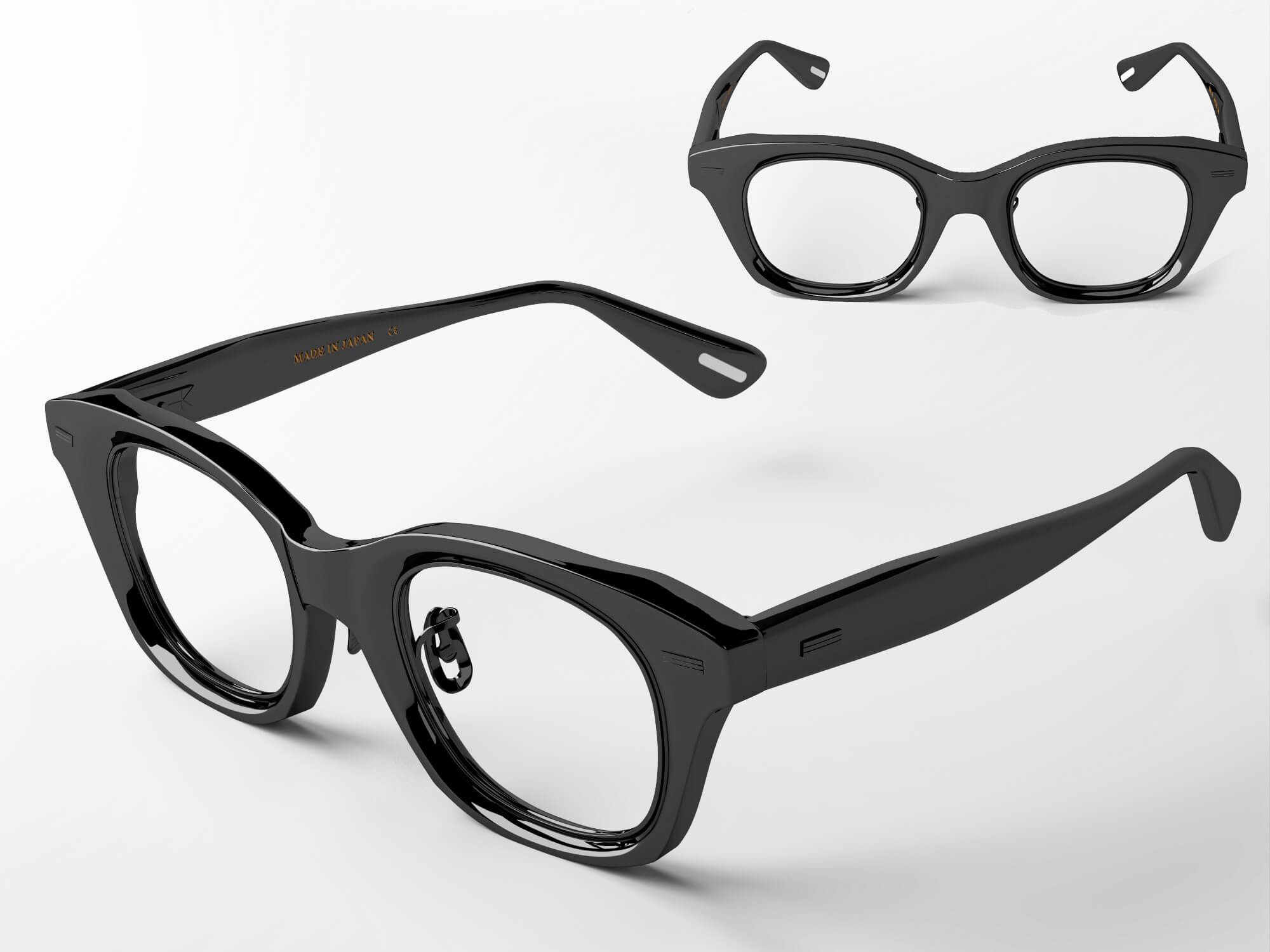 Black Acetate Eyeglasses Lowpoly 3D Model 3D Model