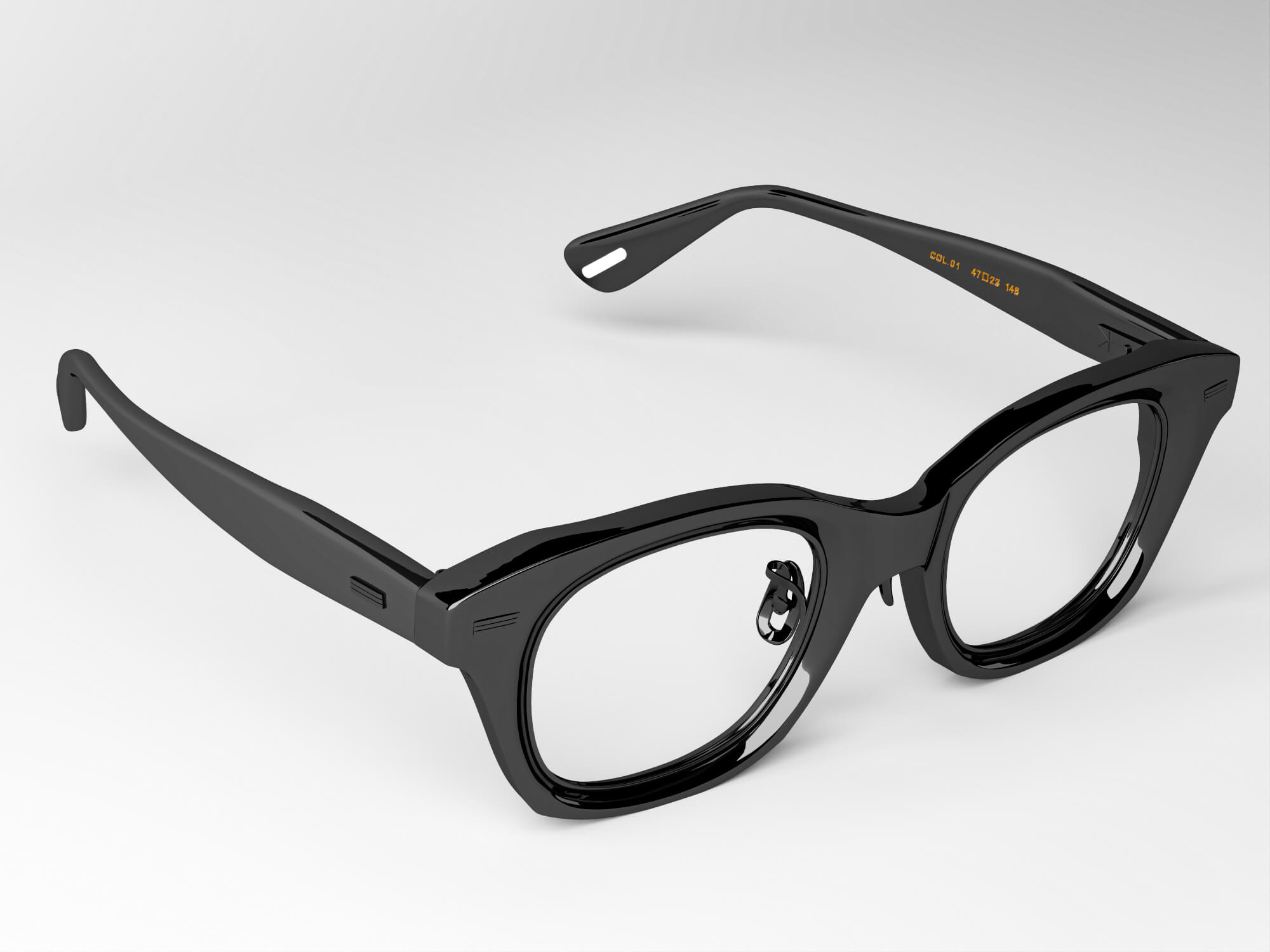 Black Acetate Eyeglasses Lowpoly 3D Model 3D Model