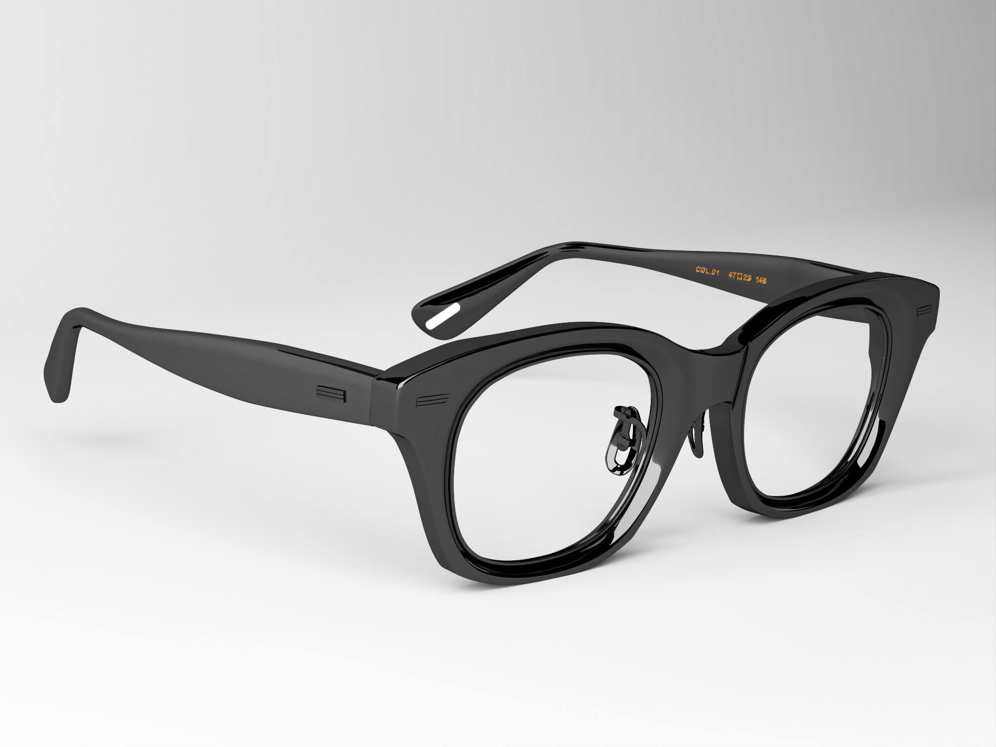 Black Acetate Eyeglasses Lowpoly 3D Model 3D Model