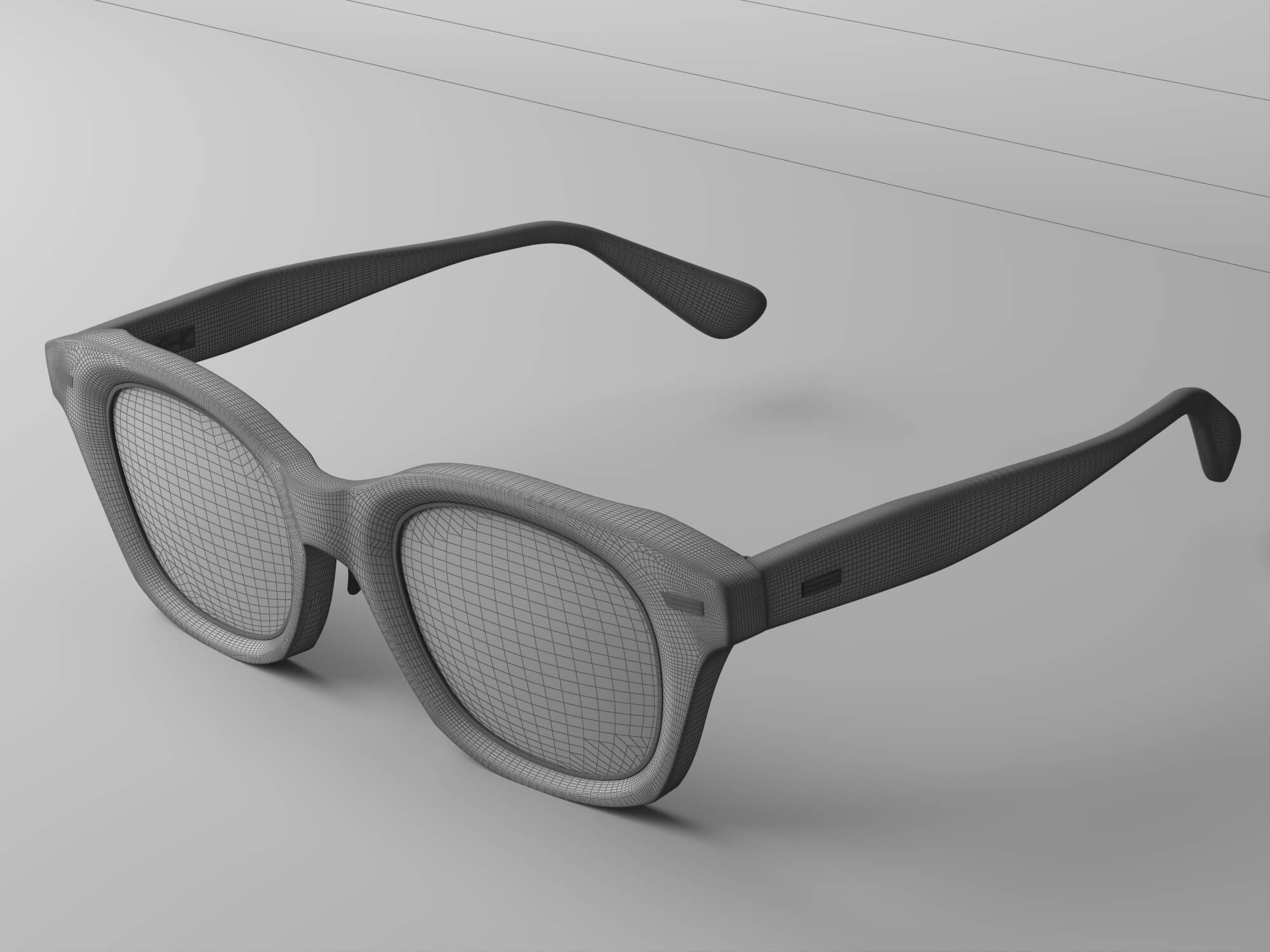 Black Acetate Eyeglasses Lowpoly 3D Model 3D Model