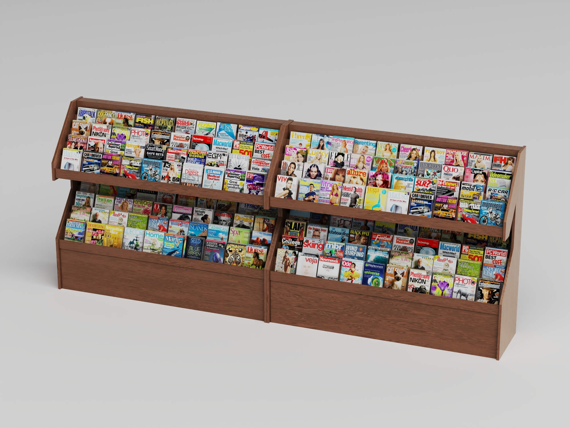 Bookstore Bookshelf and Magazine Display Rack Set 3D Model