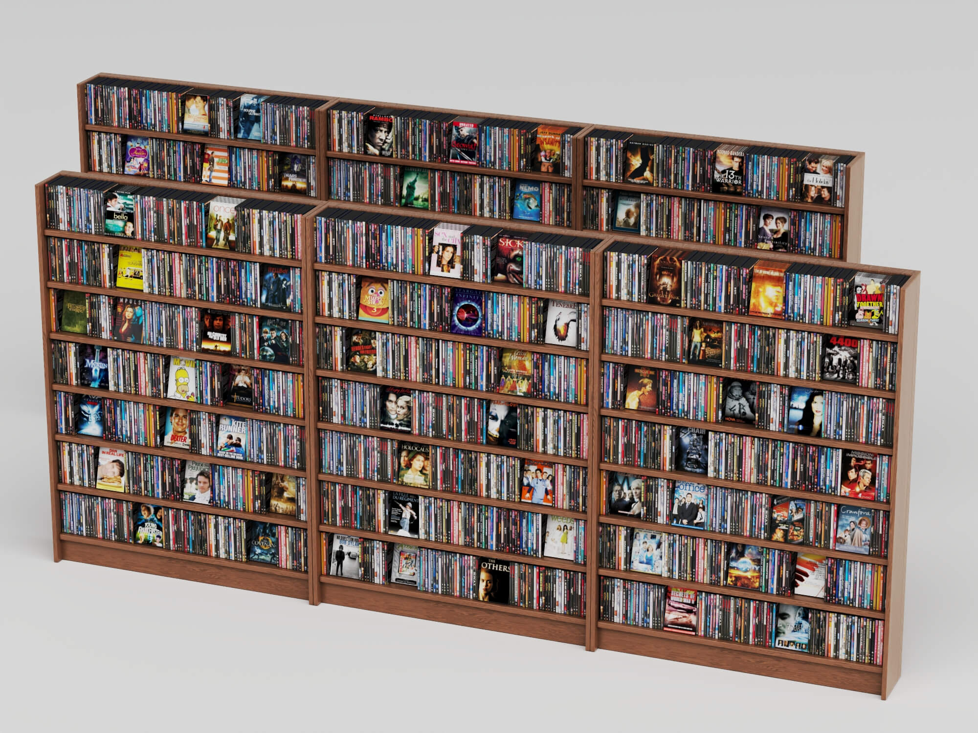 Bookstore Bookshelf and Magazine Display Rack Set 3D Model