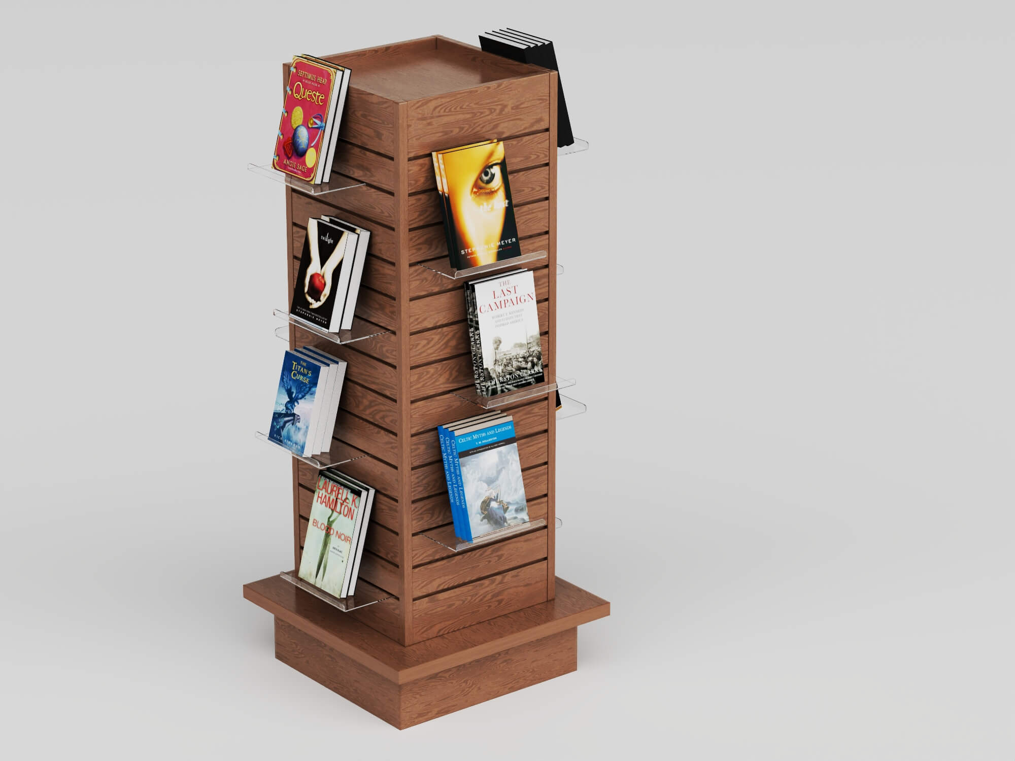 Bookstore Bookshelf and Magazine Display Rack Set 3D Model