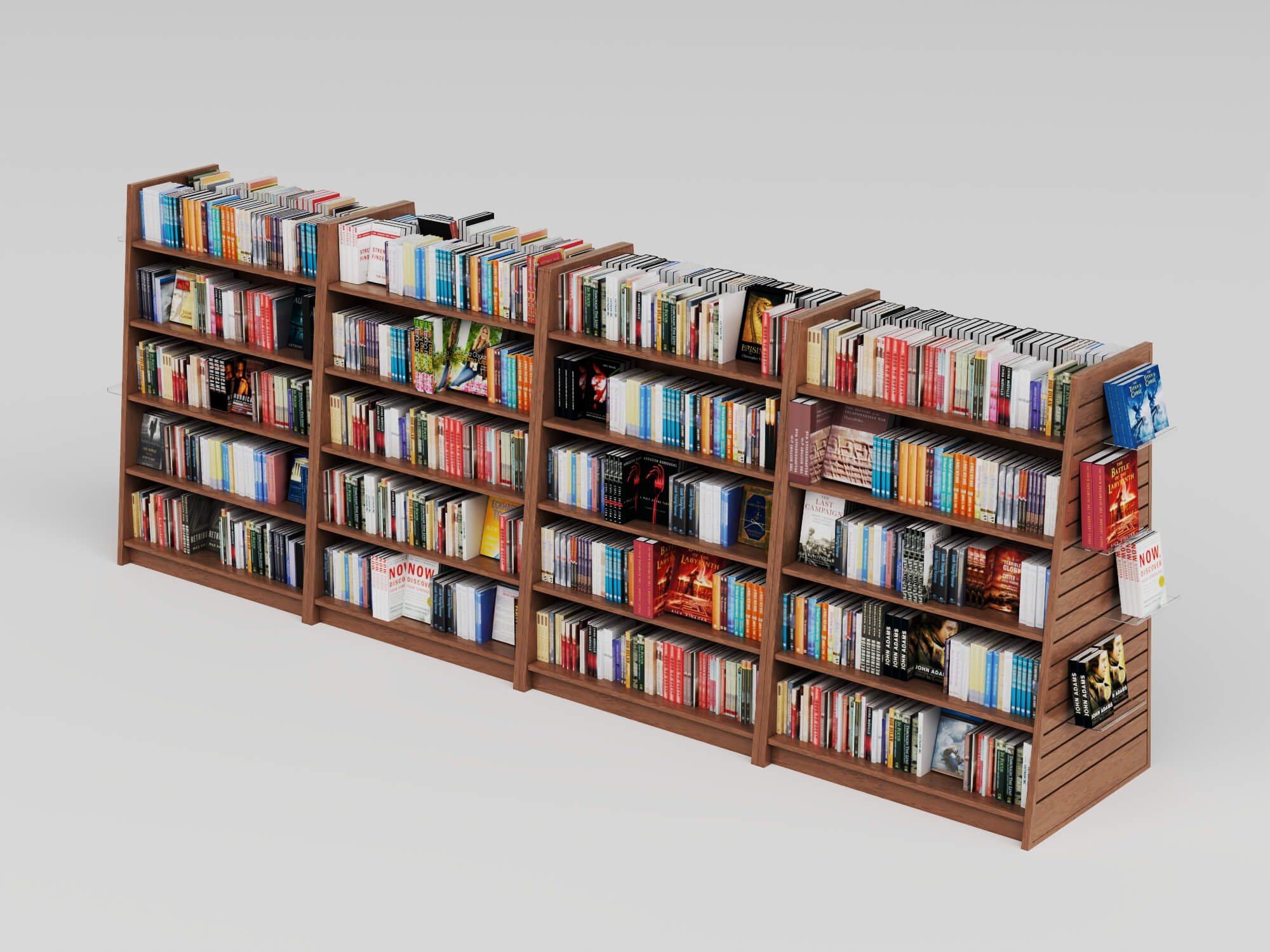 Bookstore Bookshelf and Magazine Display Rack Set 3D Model