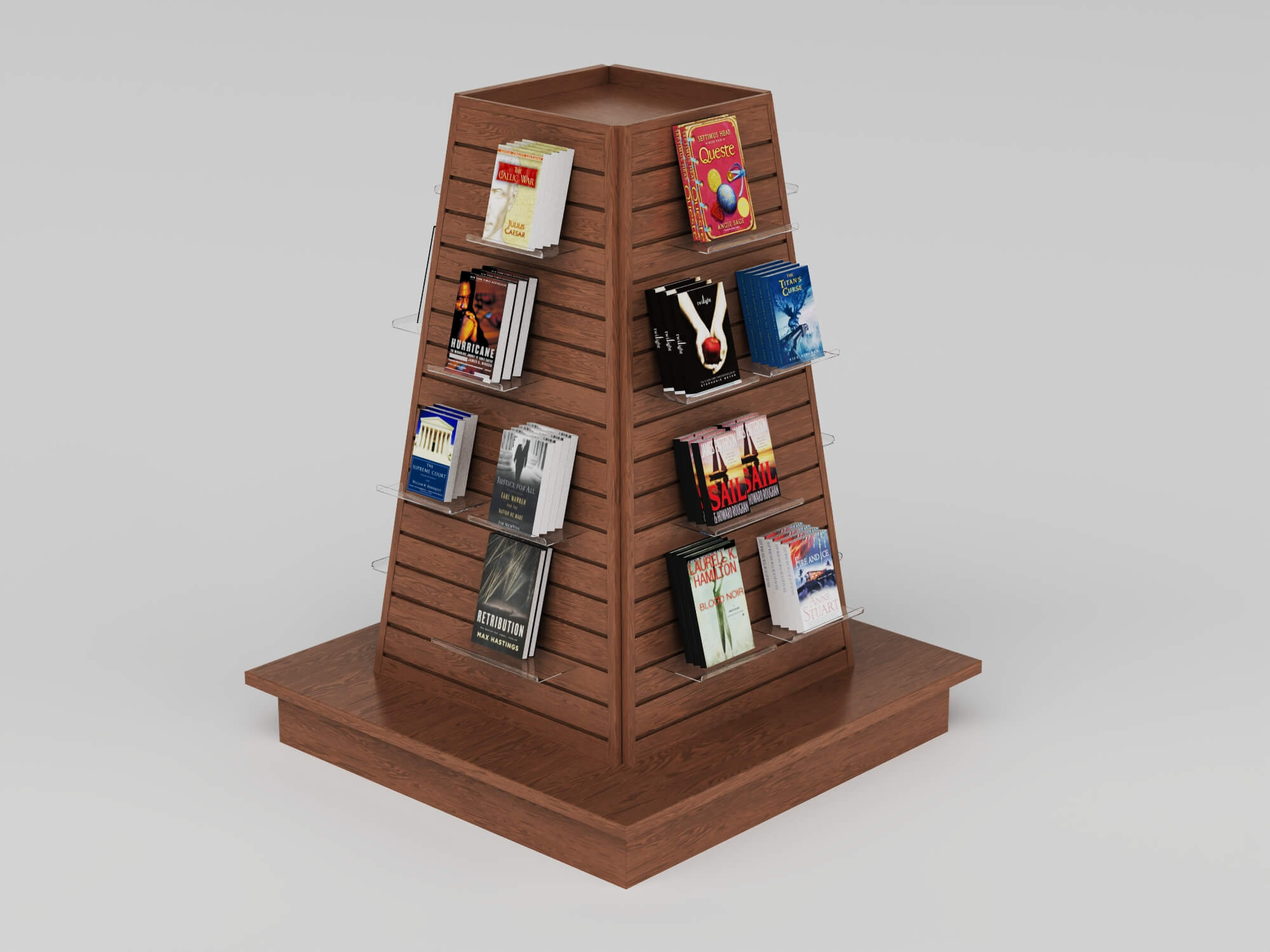 Bookstore Bookshelf and Magazine Display Rack Set 3D Model
