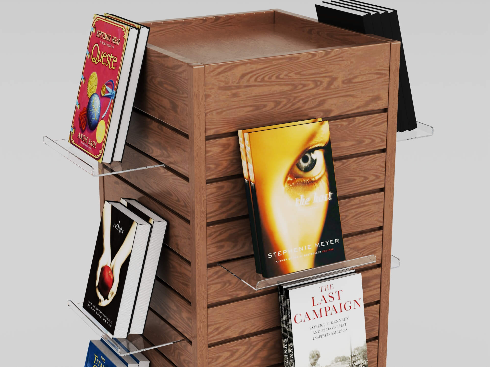 Bookstore Bookshelf and Magazine Display Rack Set 3D Model
