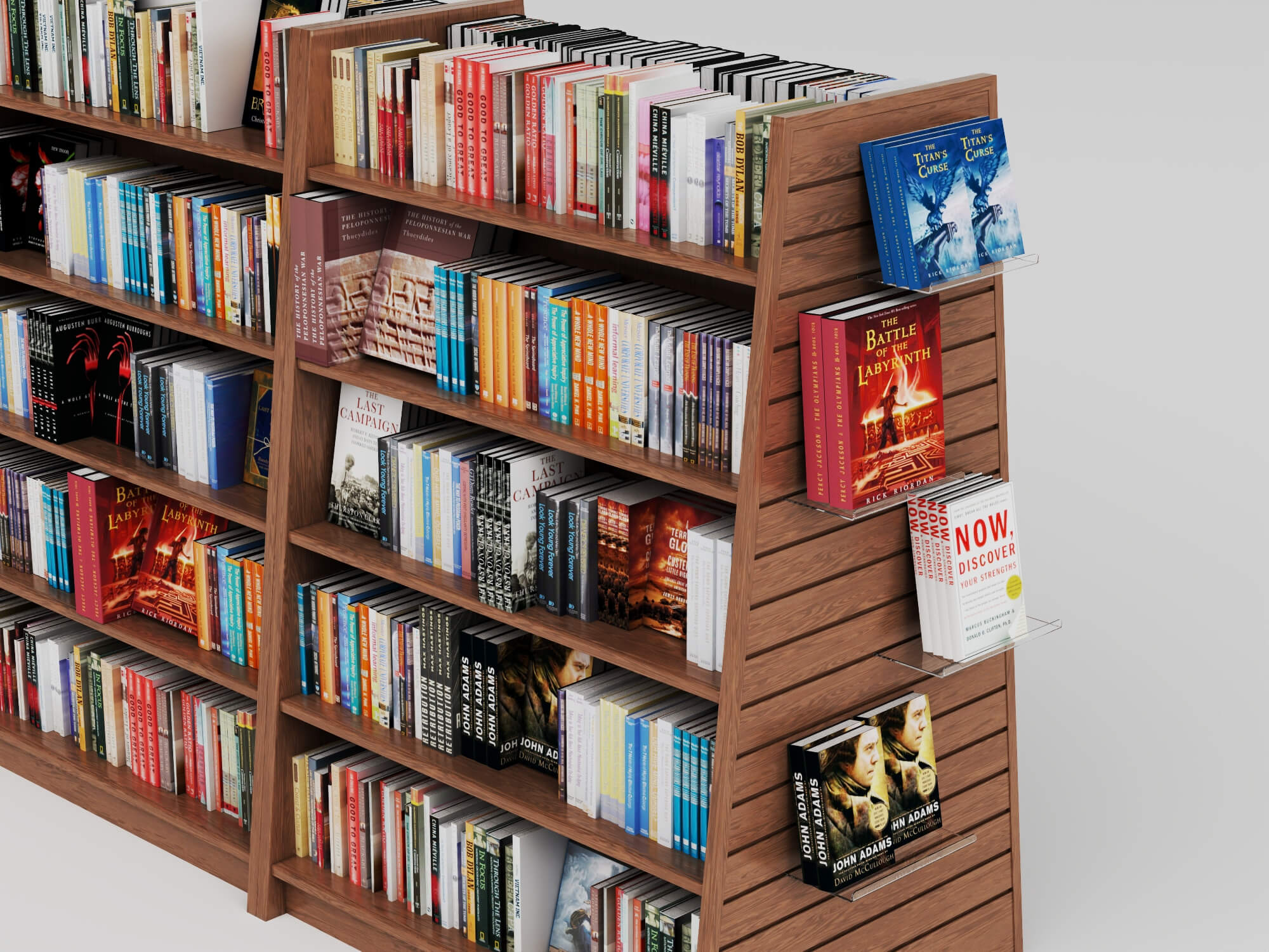 Bookstore Bookshelf and Magazine Display Rack Set 3D Model