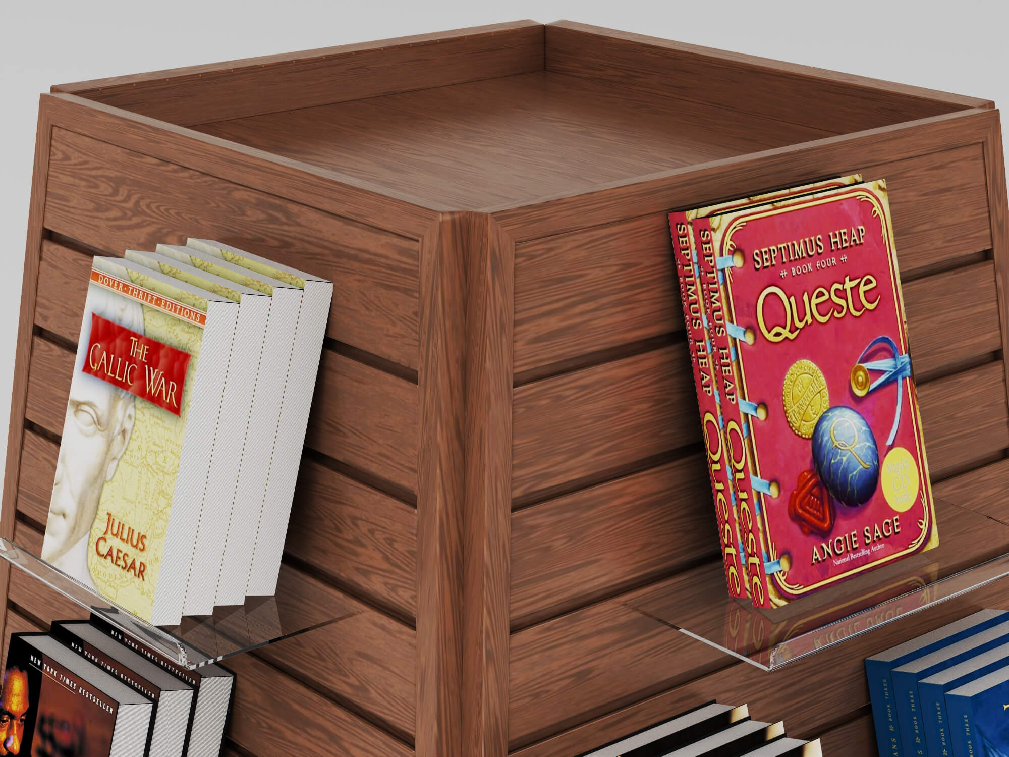Bookstore Bookshelf and Magazine Display Rack Set 3D Model