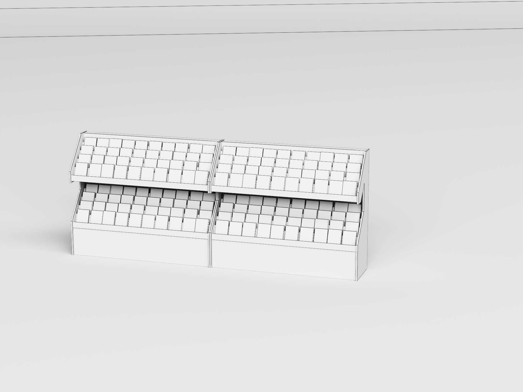Bookstore Bookshelf and Magazine Display Rack Set 3D Model