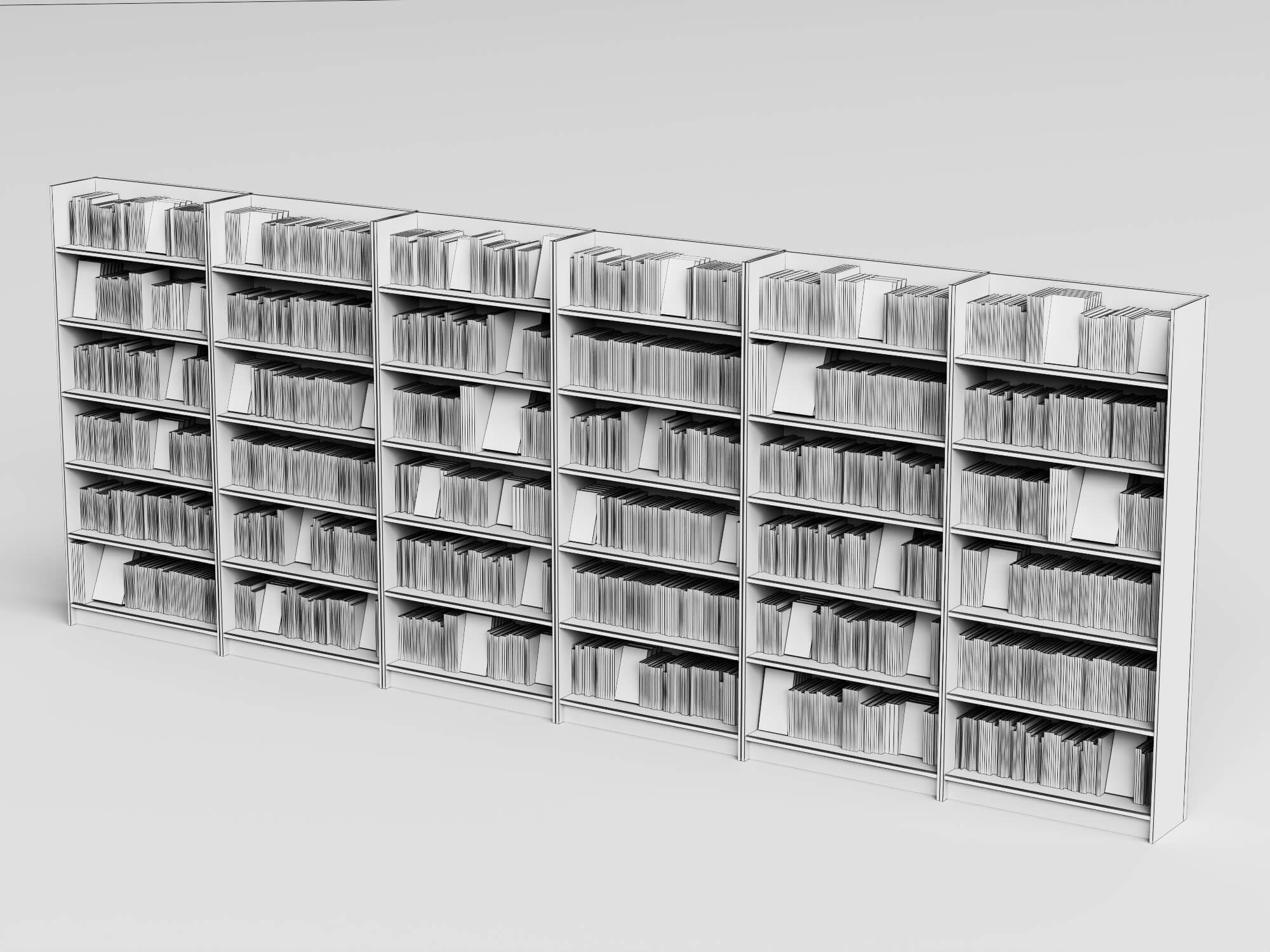 Bookstore Bookshelf and Magazine Display Rack Set 3D Model