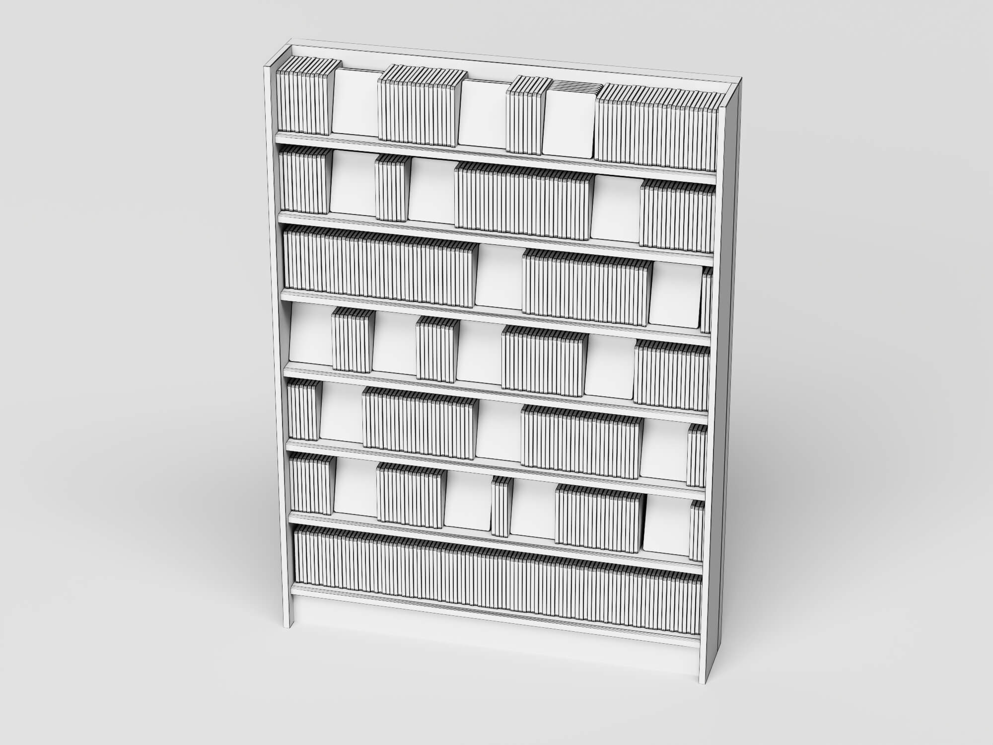 Bookstore Bookshelf and Magazine Display Rack Set 3D Model