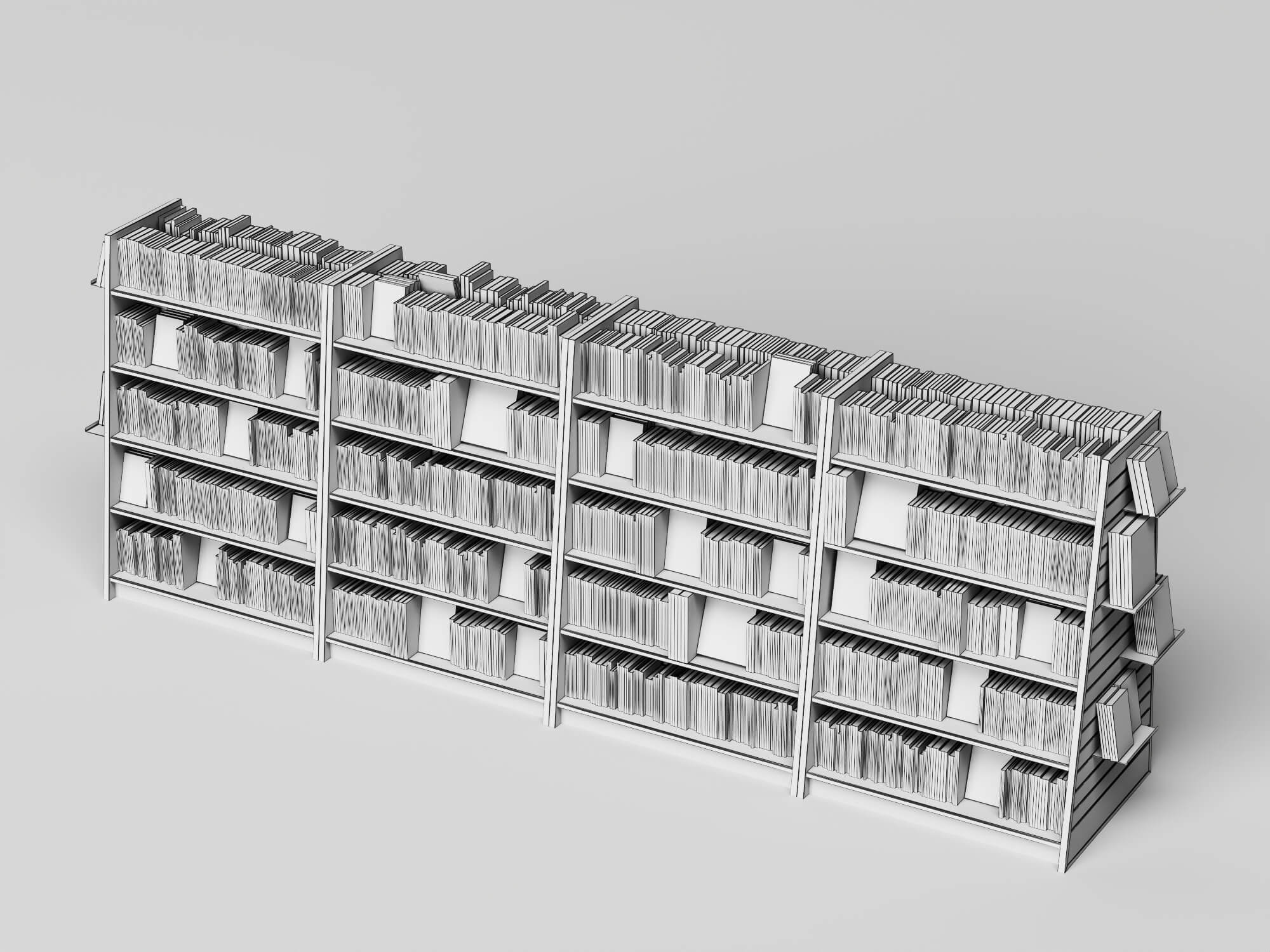 Bookstore Bookshelf and Magazine Display Rack Set 3D Model