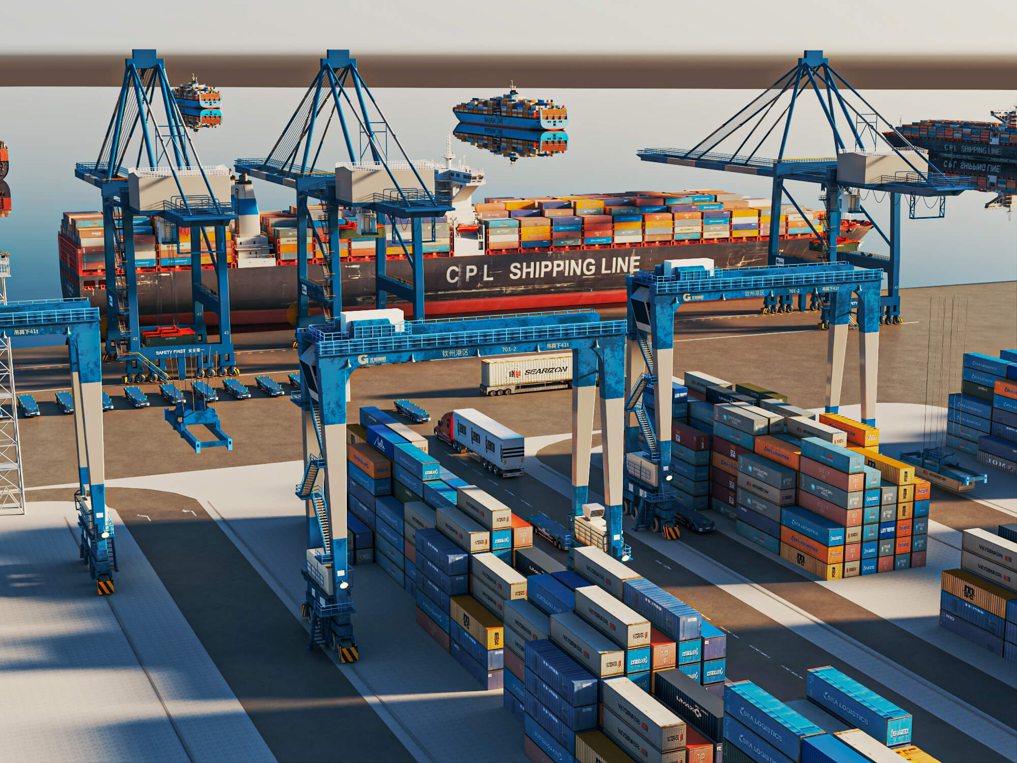 Cargo Container Port 3D Scene Model 3D Model