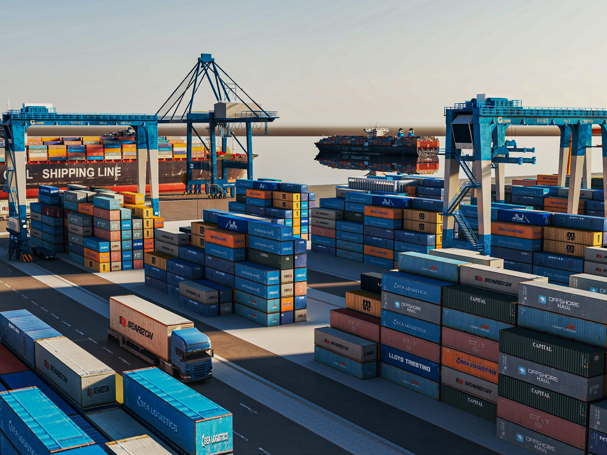 Cargo Container Port 3D Scene Model 3D Model