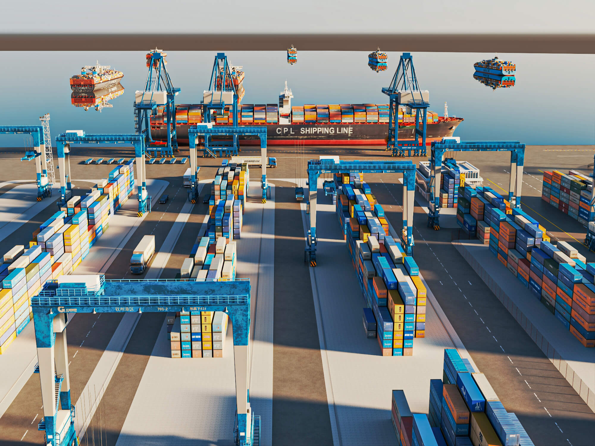 Cargo Container Port 3D Scene Model 3D Model