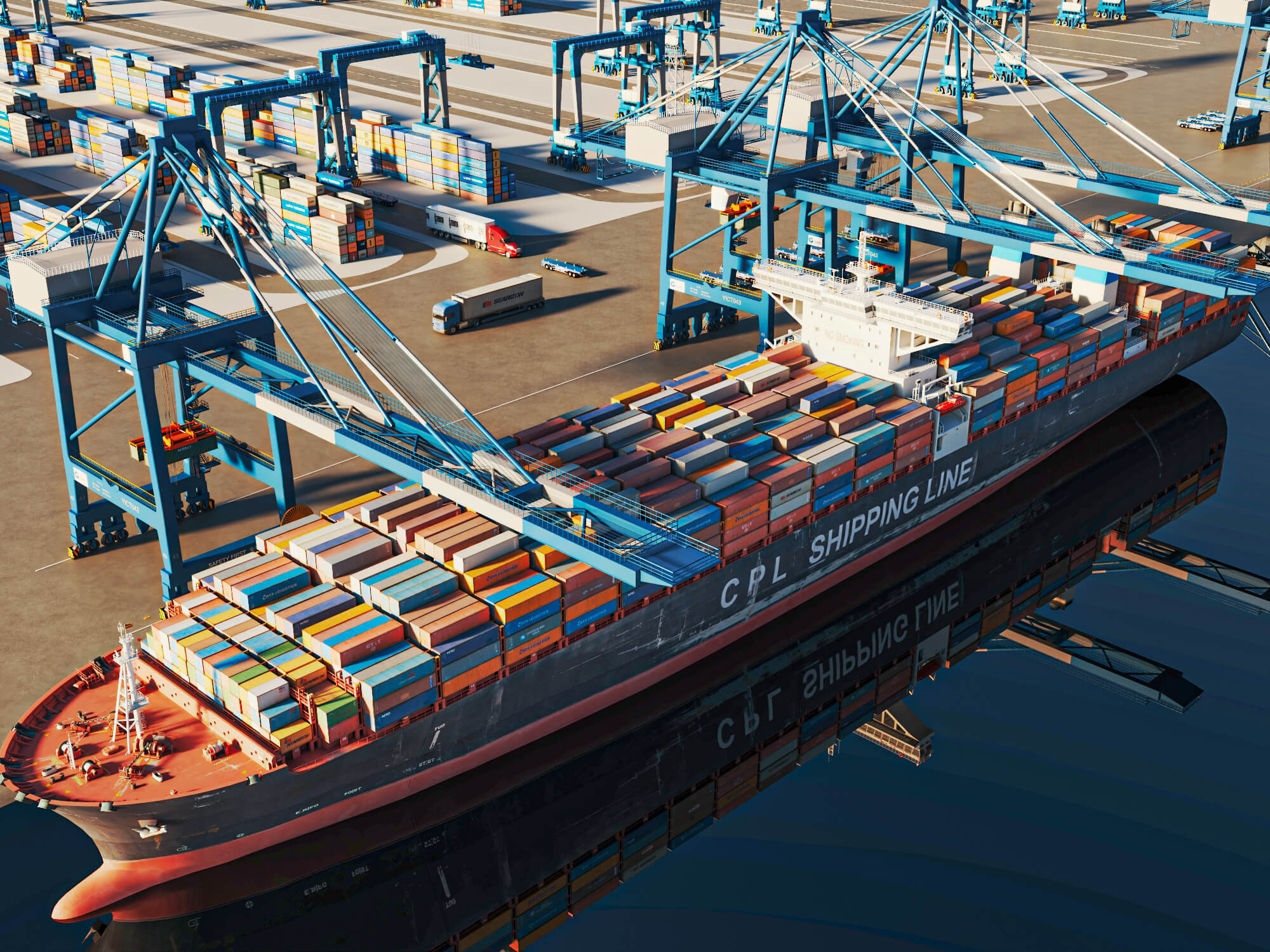 Cargo Container Port 3D Scene Model 3D Model
