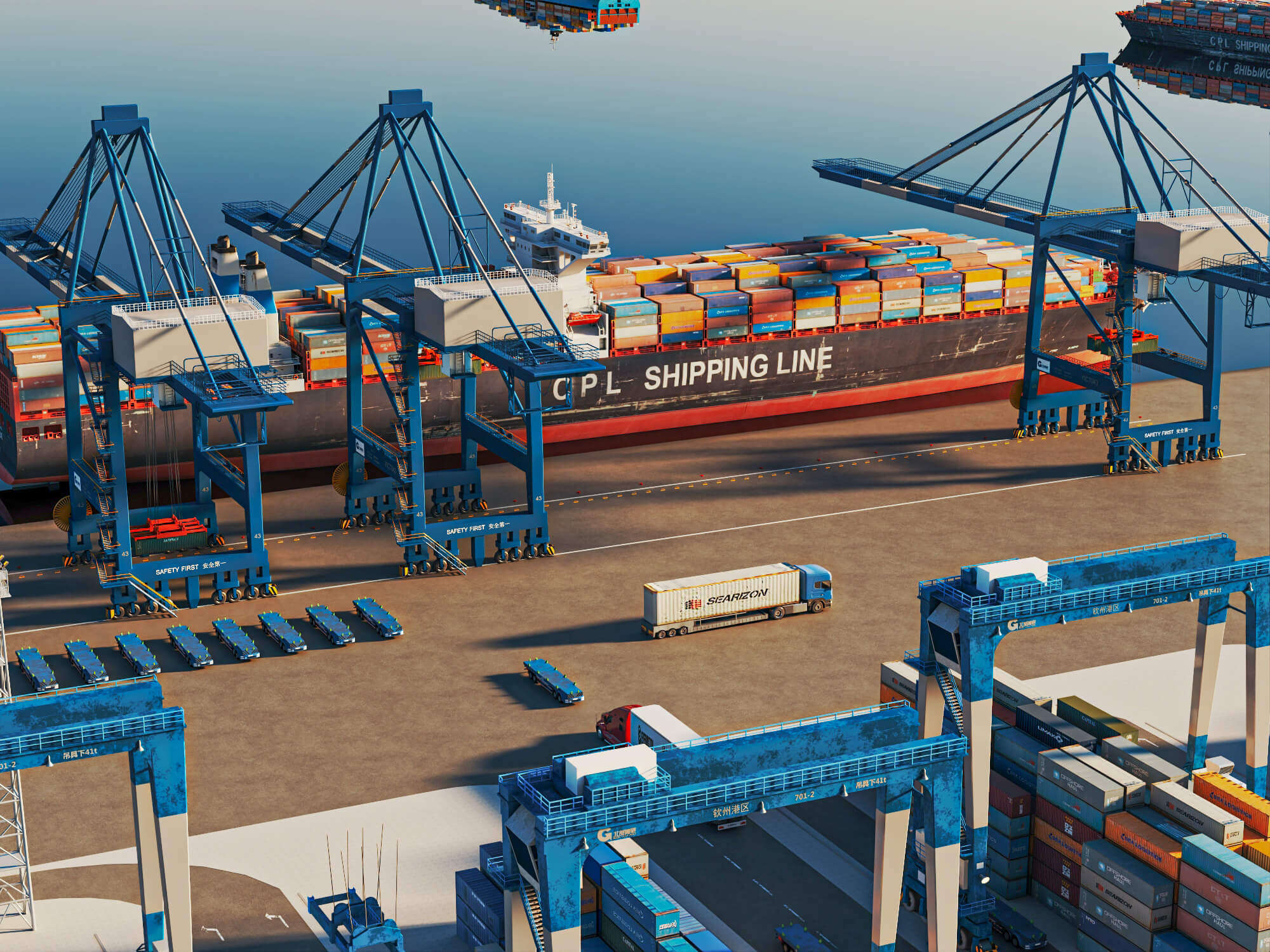 Cargo Container Port 3D Scene Model 3D Model