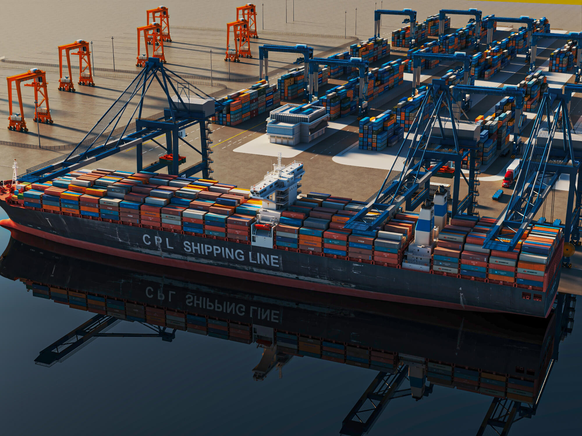 Cargo Container Port 3D Scene Model 3D Model