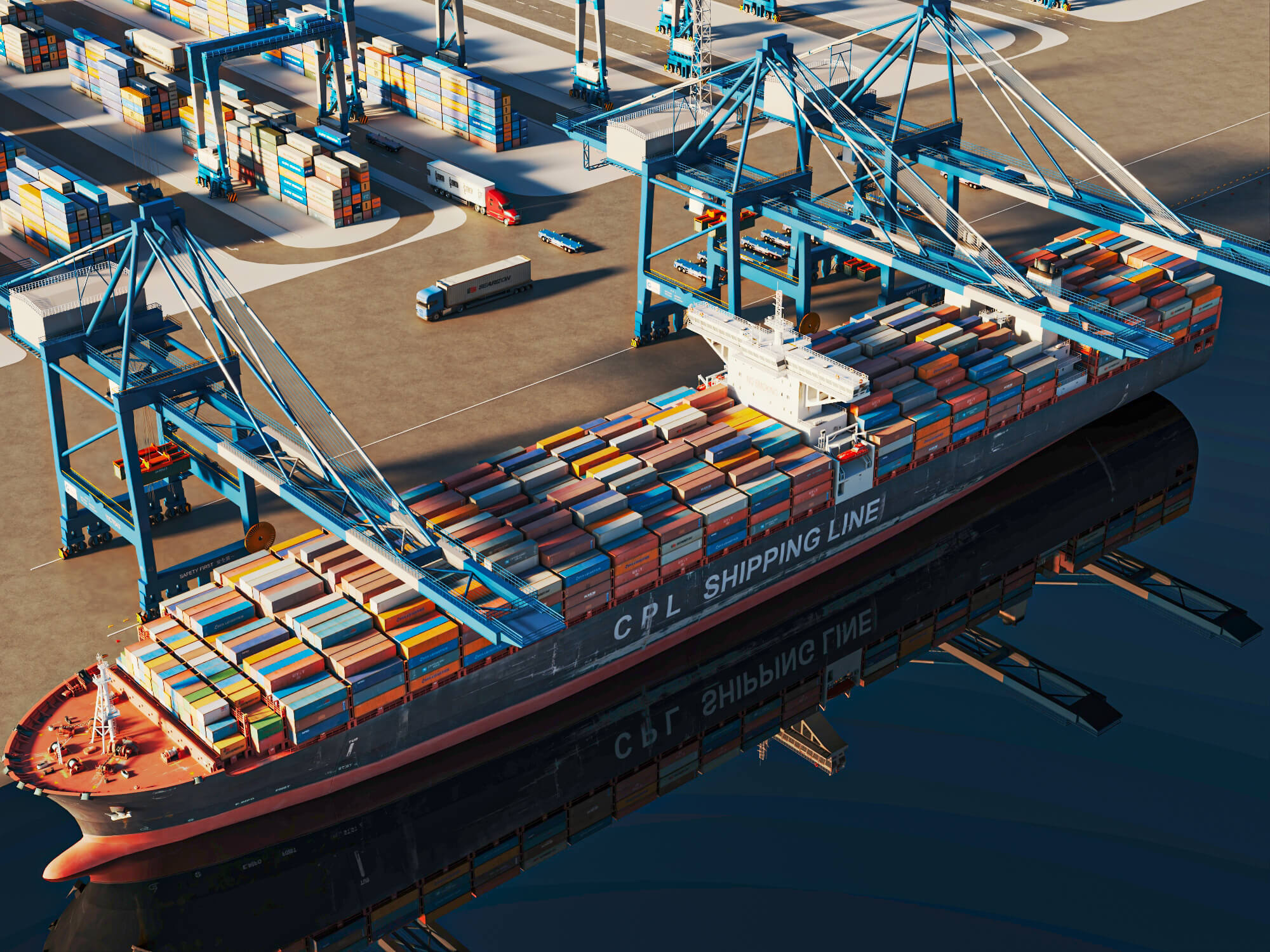 Cargo Container Port 3D Scene Model 3D Model