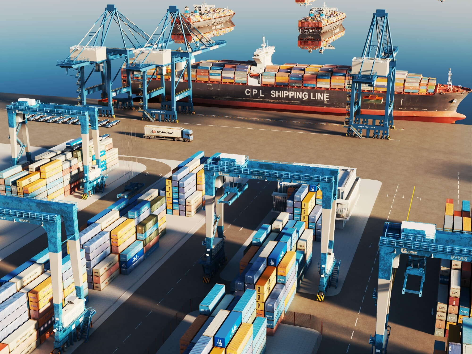 Cargo Container Port 3D Scene Model 3D Model