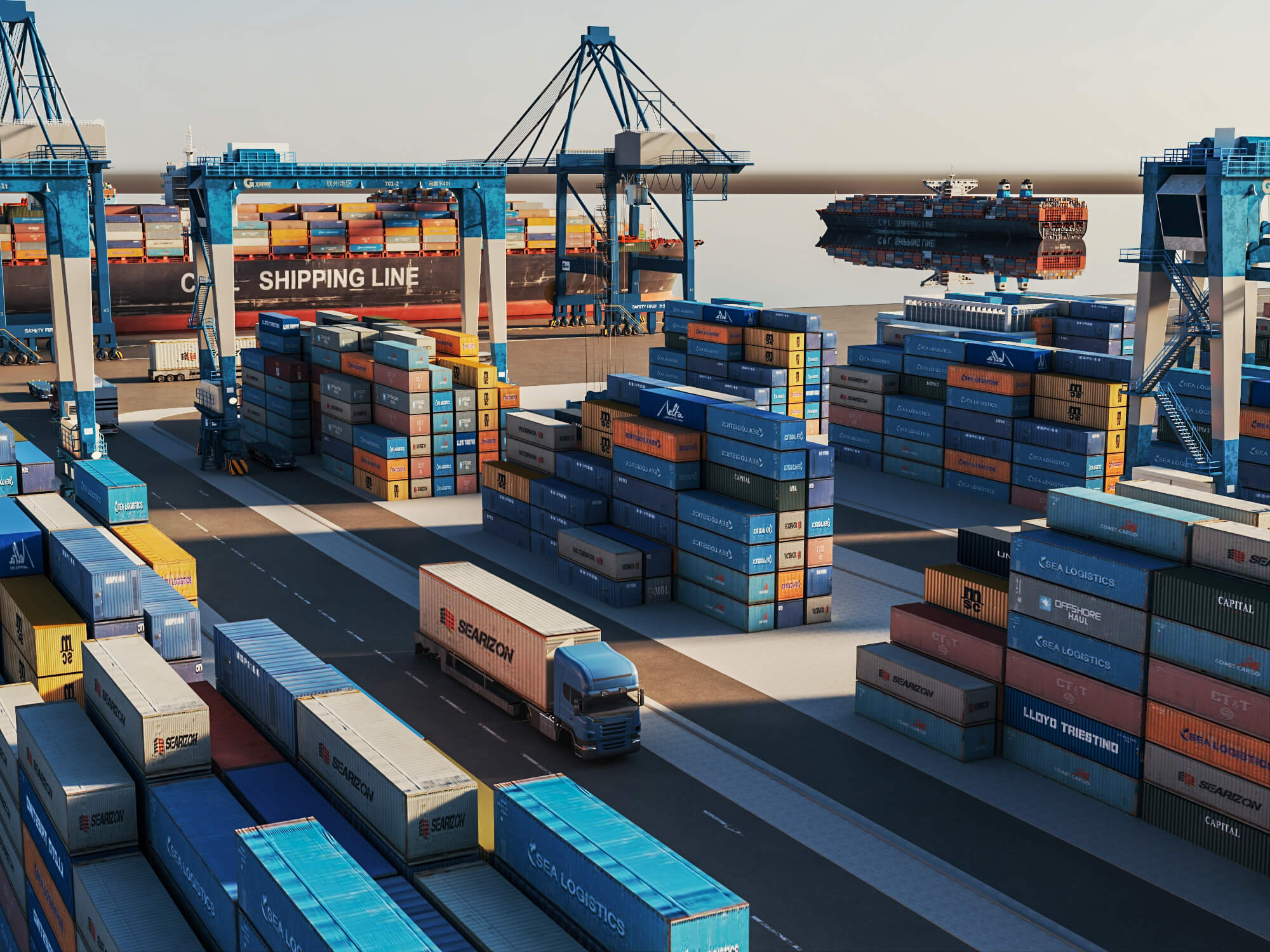 Cargo Container Port 3D Scene Model 3D Model