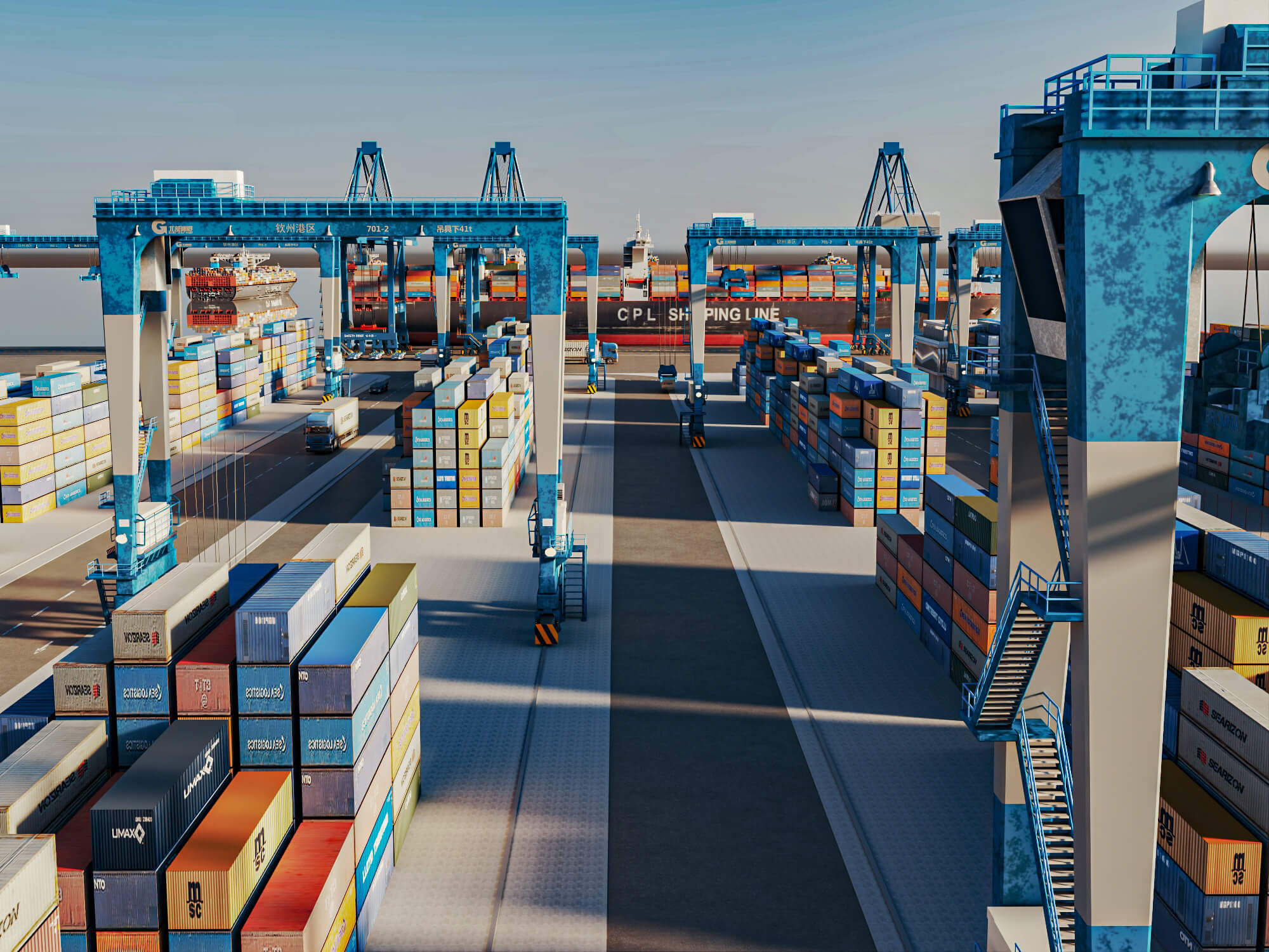 Cargo Container Port 3D Scene Model 3D Model