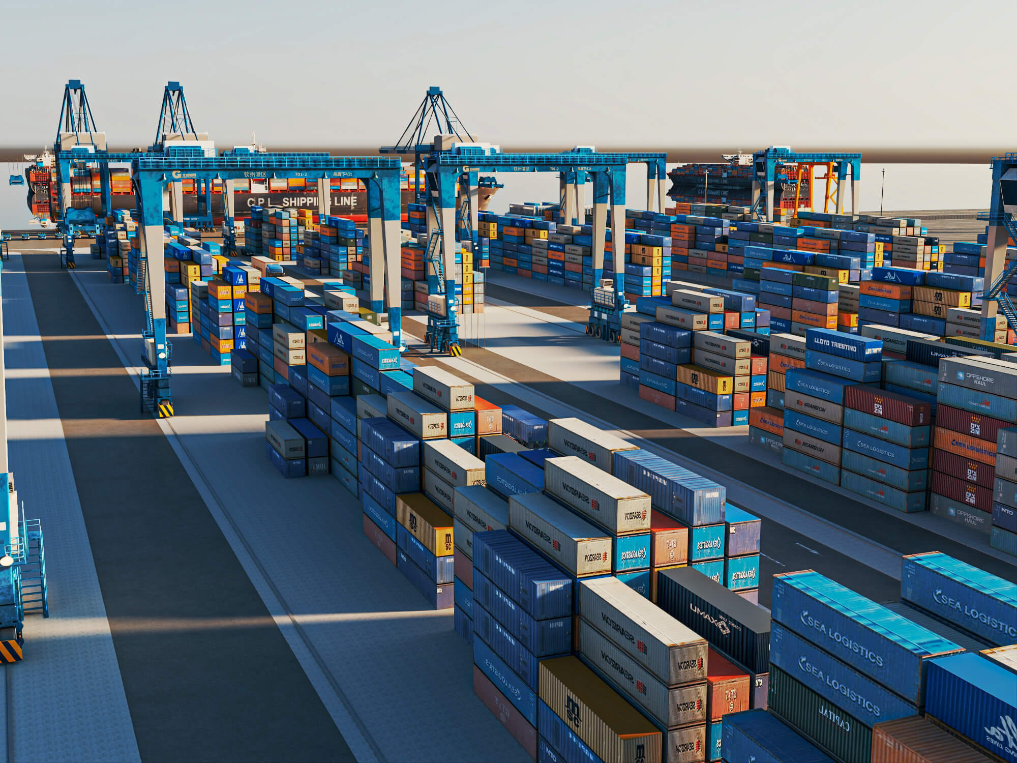 Cargo Container Port 3D Scene Model 3D Model
