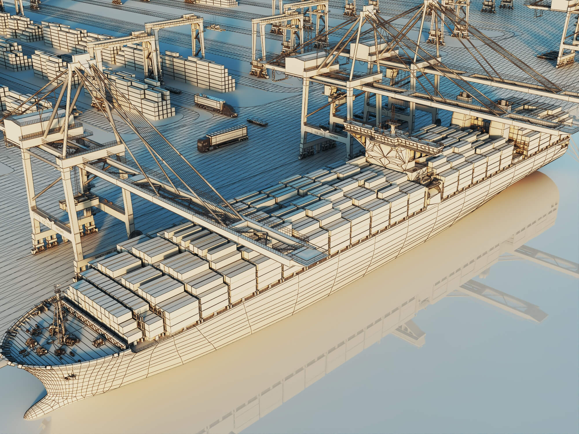 Cargo Container Port 3D Scene Model 3D Model