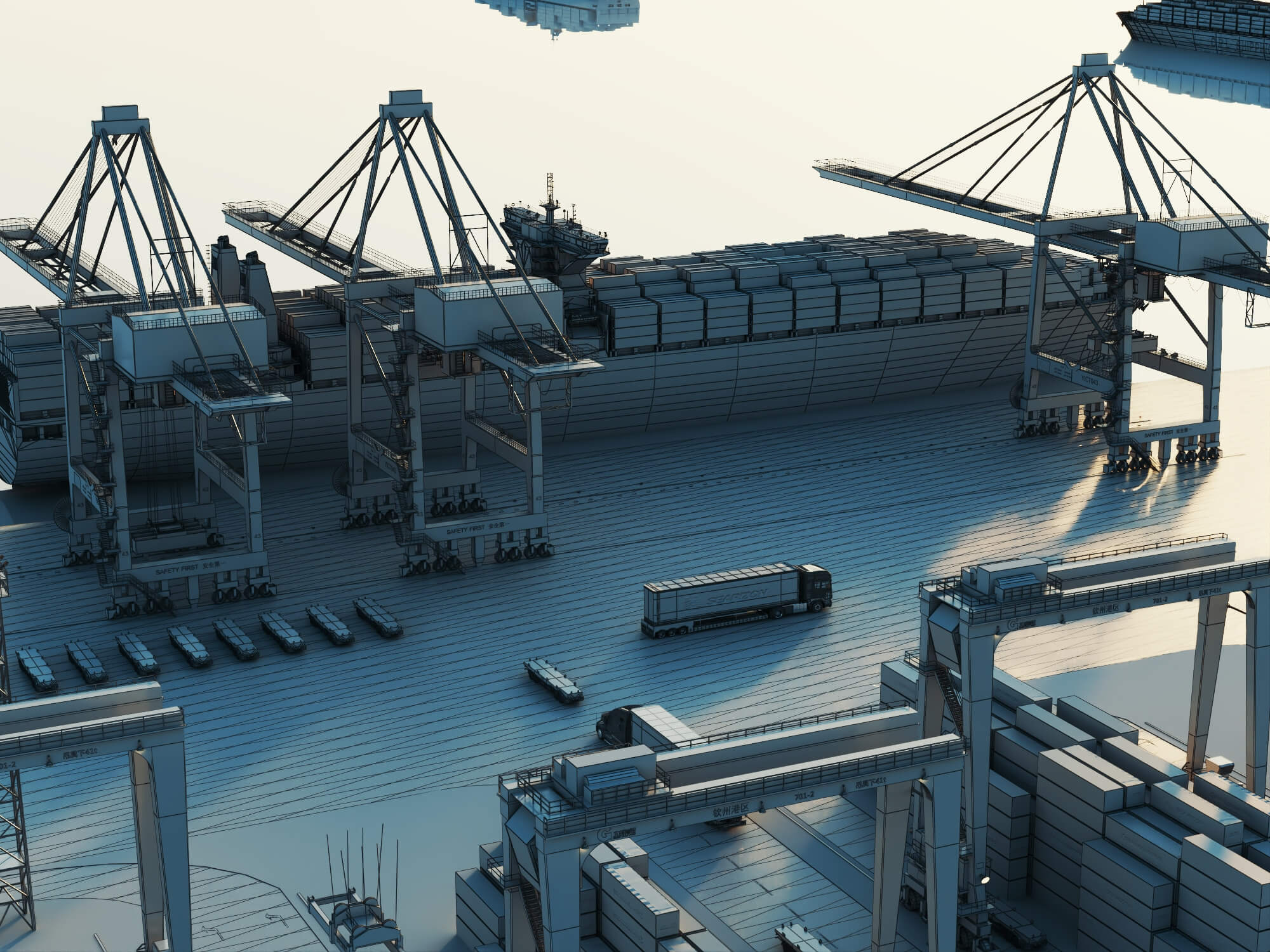 Cargo Container Port 3D Scene Model 3D Model