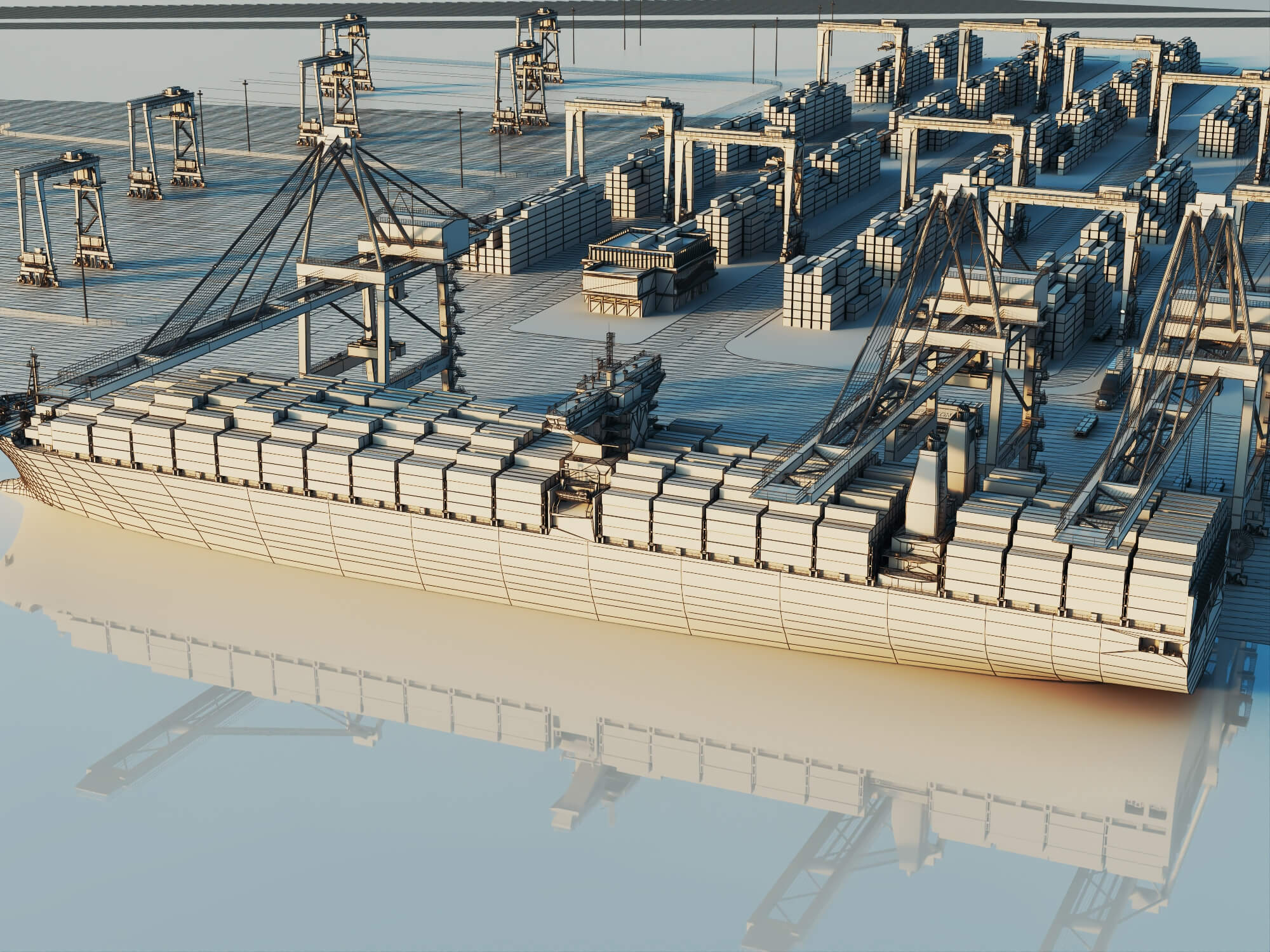 Cargo Container Port 3D Scene Model 3D Model