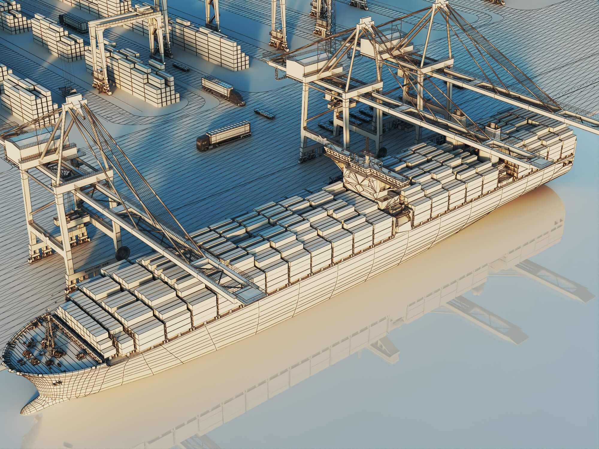 Cargo Container Port 3D Scene Model 3D Model