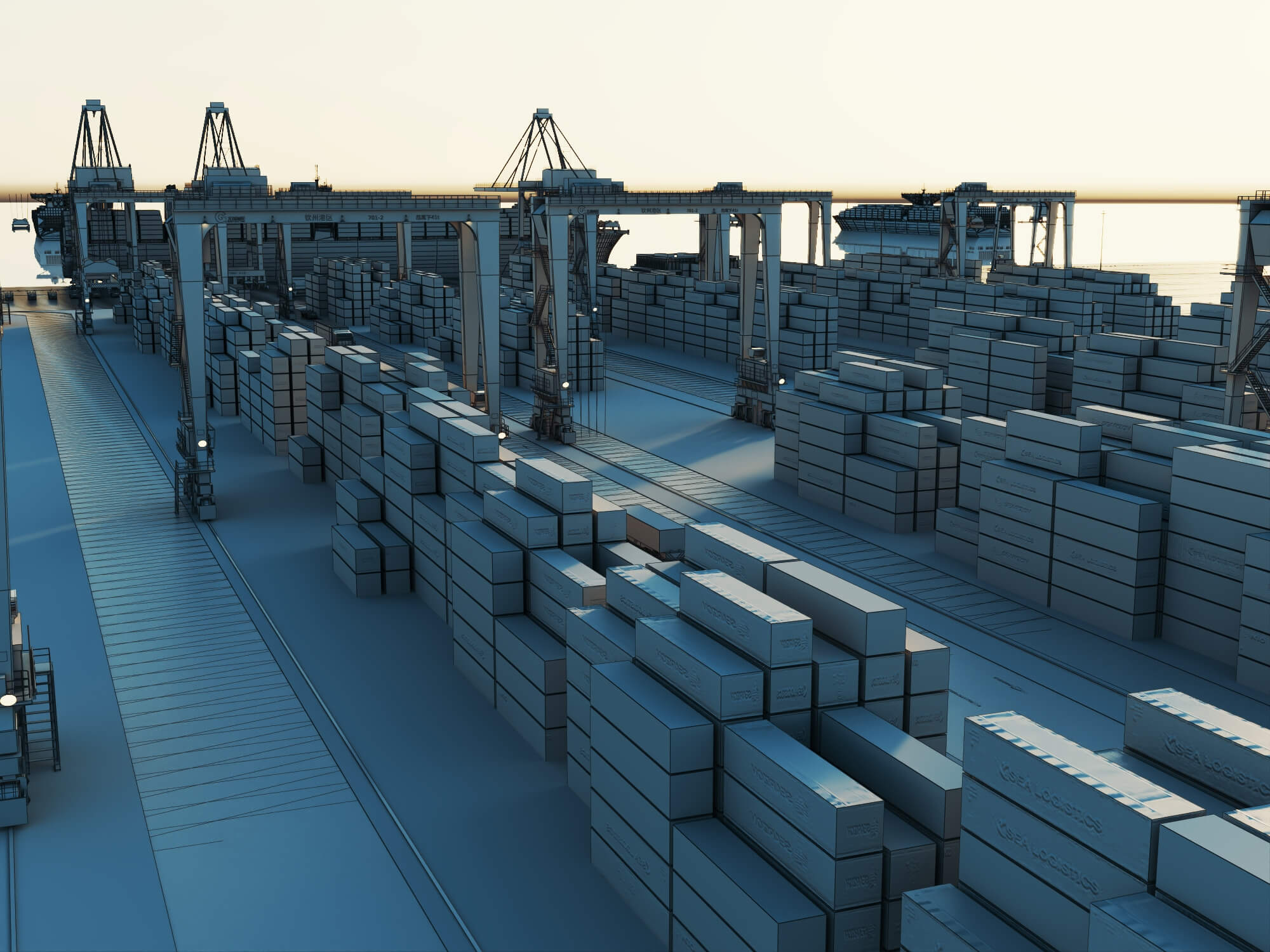Cargo Container Port 3D Scene Model 3D Model