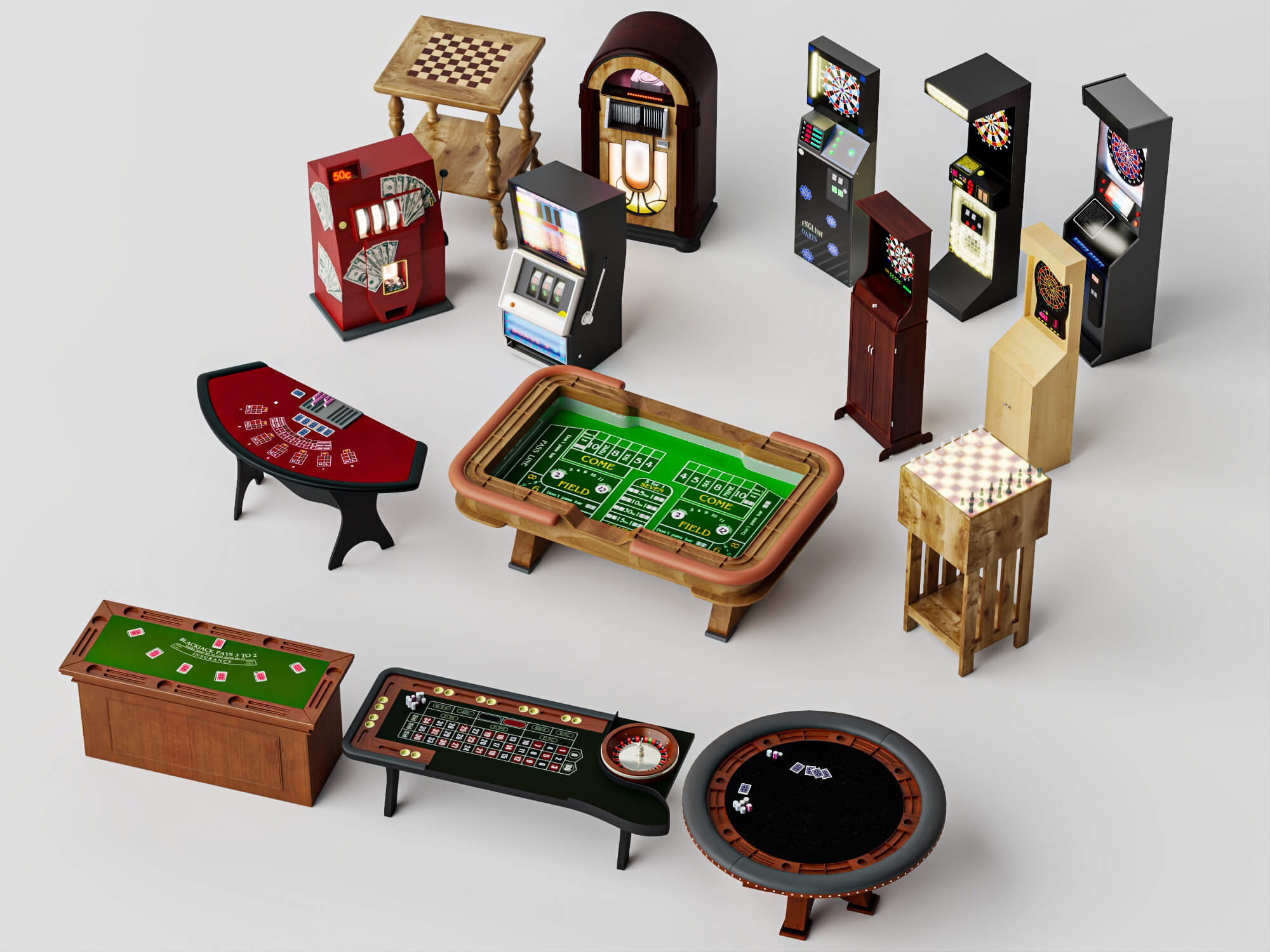 Casino Game Equipment Pack 3D Model 3D Model