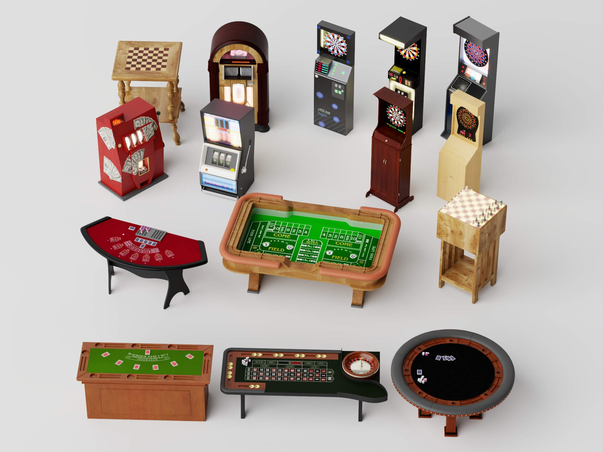 Casino Game Equipment Pack 3D Model 3D Model