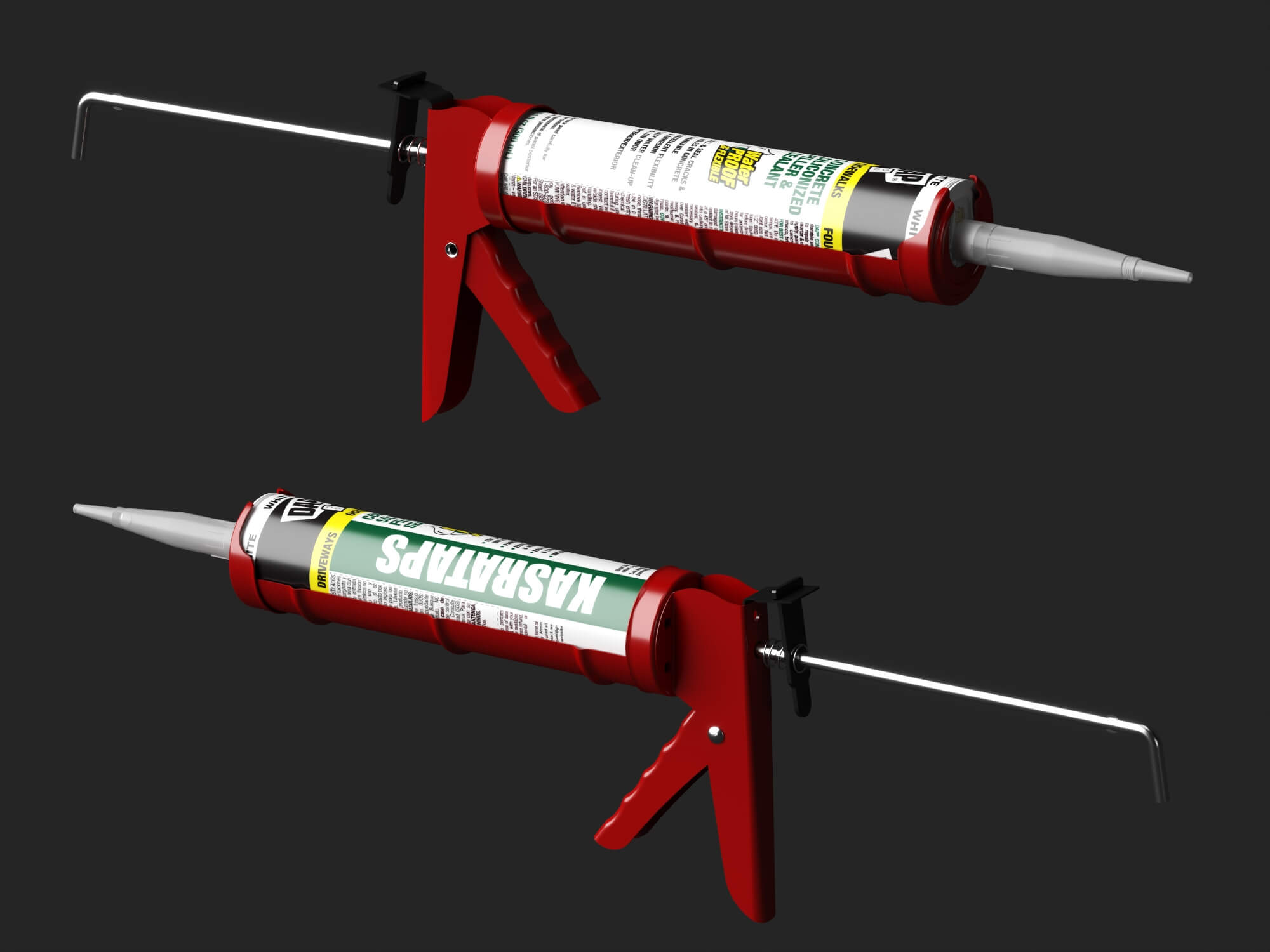 Caulk Gun with Sealant Tube Lowpoly 3D Model 3D Model
