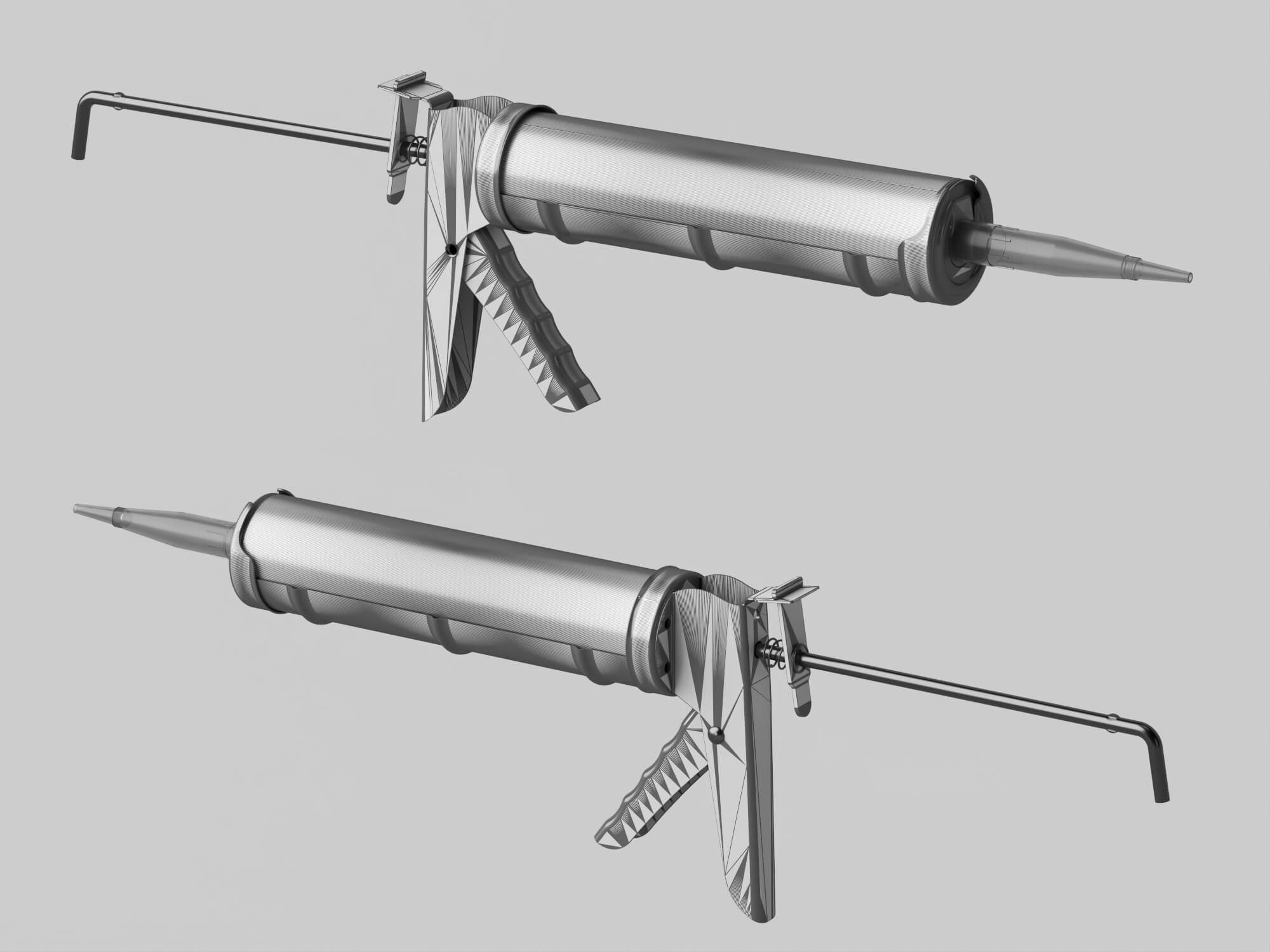 Caulk Gun with Sealant Tube Lowpoly 3D Model 3D Model