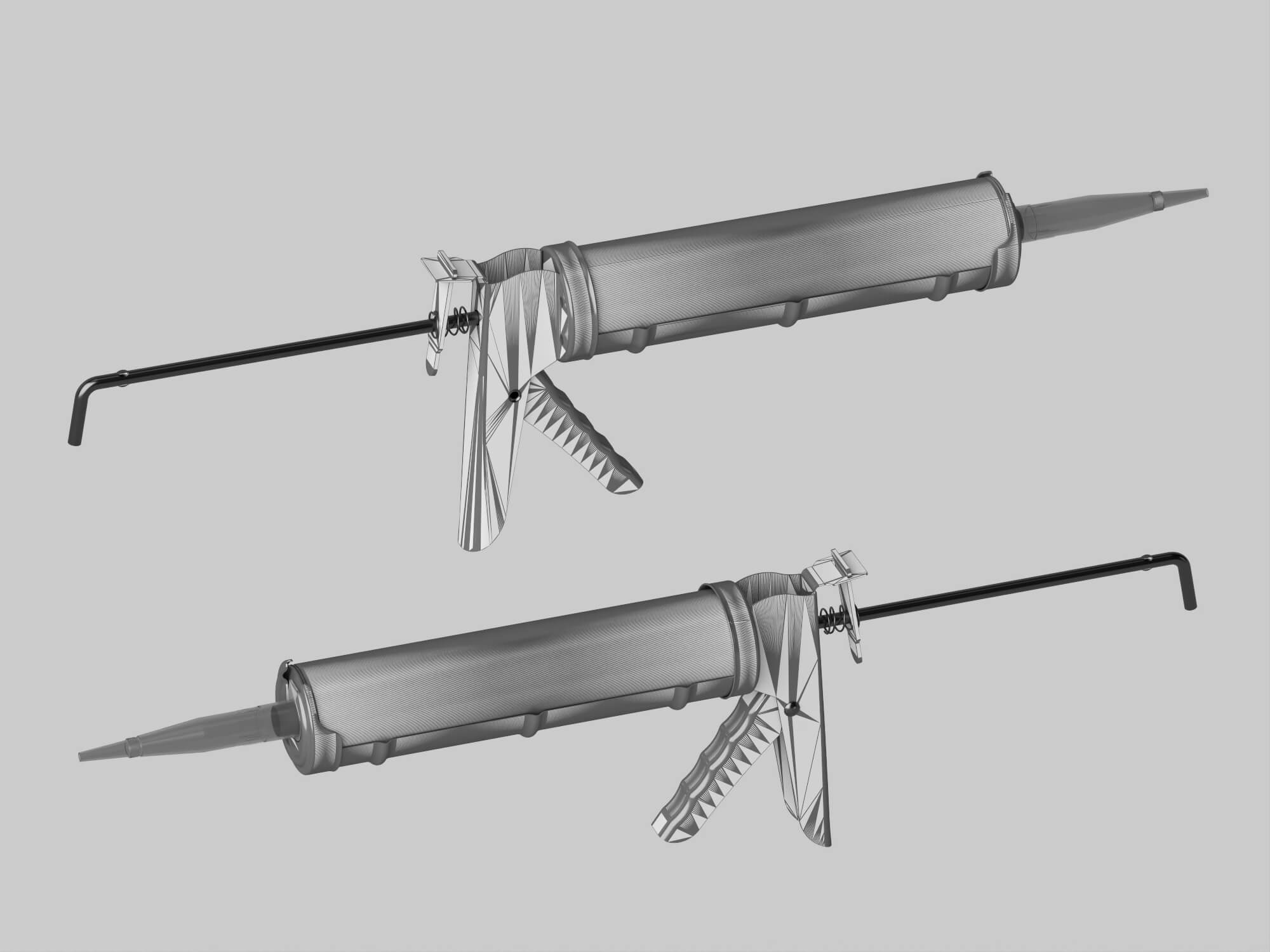 Caulk Gun with Sealant Tube Lowpoly 3D Model 3D Model