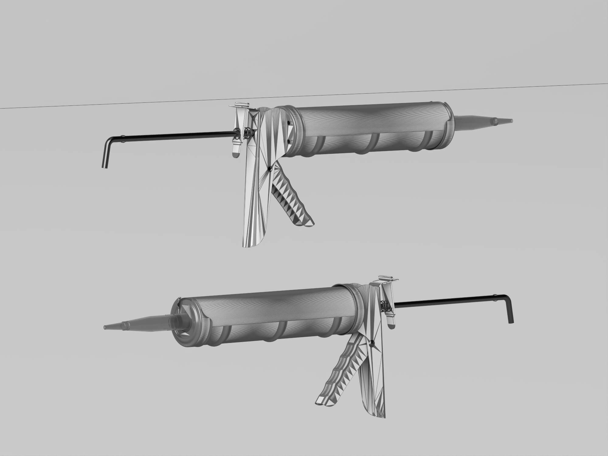 Caulk Gun with Sealant Tube Lowpoly 3D Model 3D Model