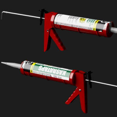 Caulk Gun with Sealant Tube Lowpoly 3D Model