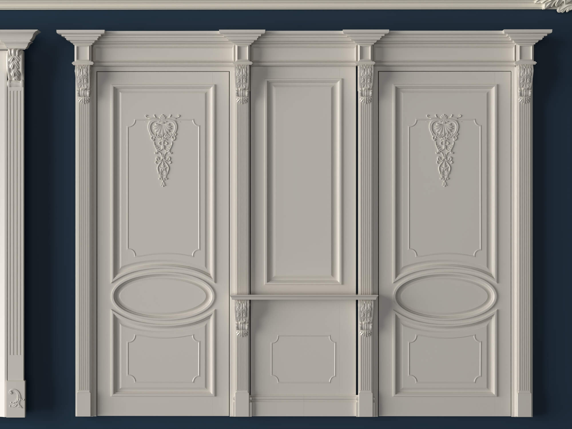 Classic Carved Wooden Door Collection 3D Model