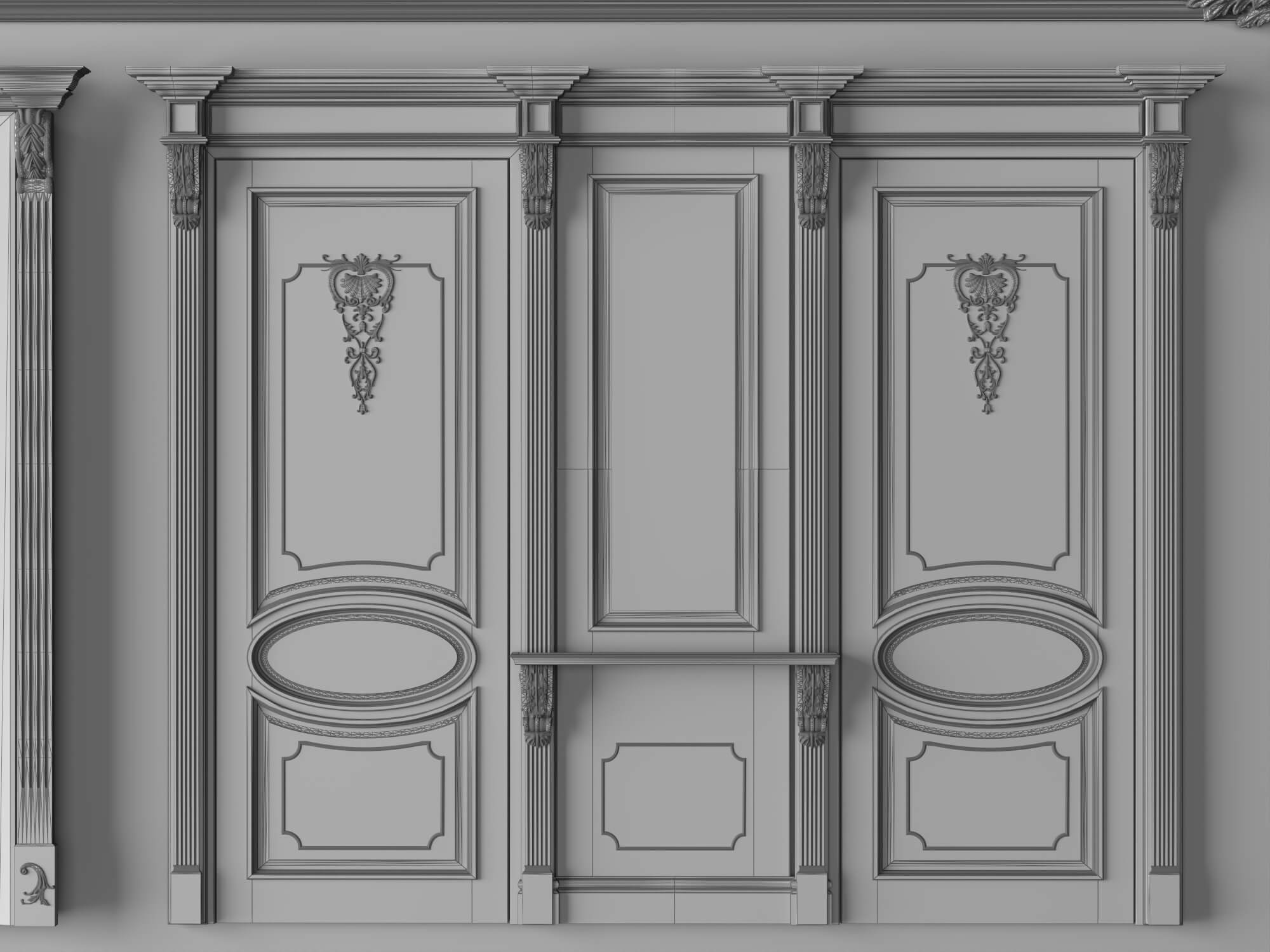 Classic Carved Wooden Door Collection 3D Model