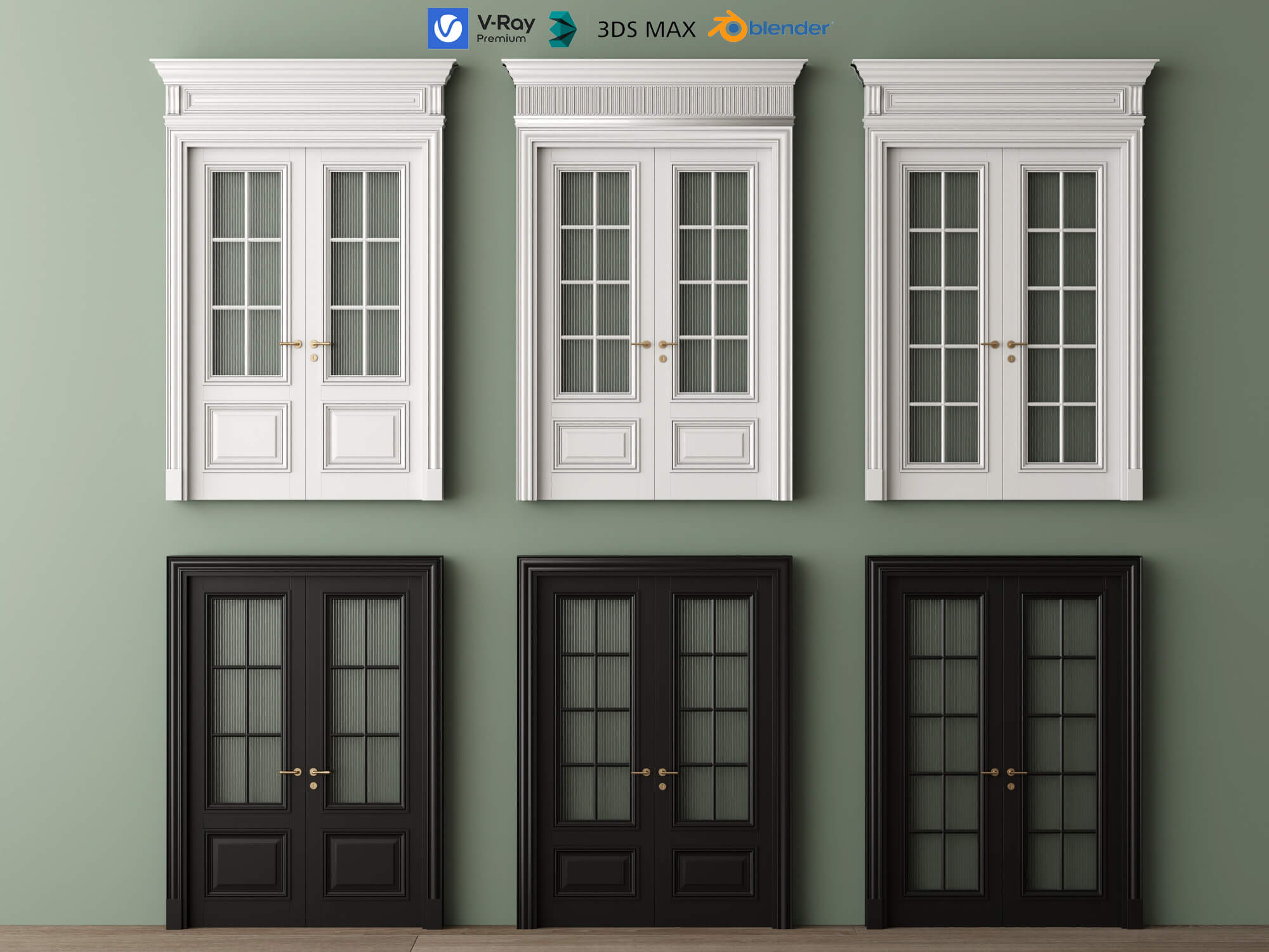 Classic Glass Double Doors 3d Models 3D Model