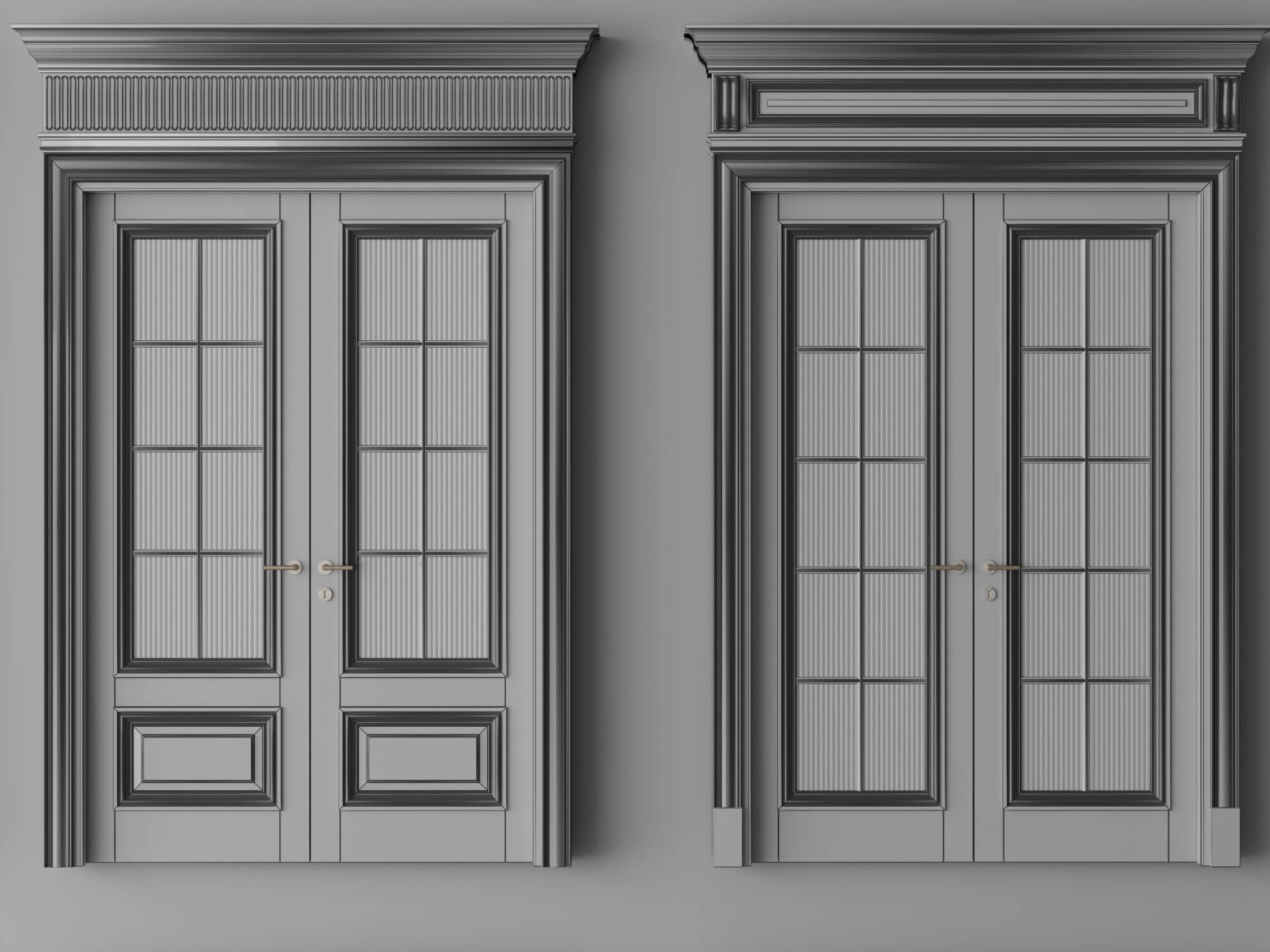 Classic Glass Double Doors 3d Models 3D Model