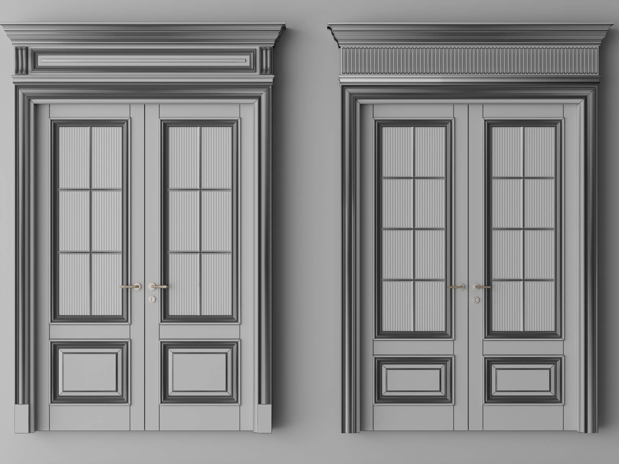 Classic Glass Double Doors 3d Models 3D Model