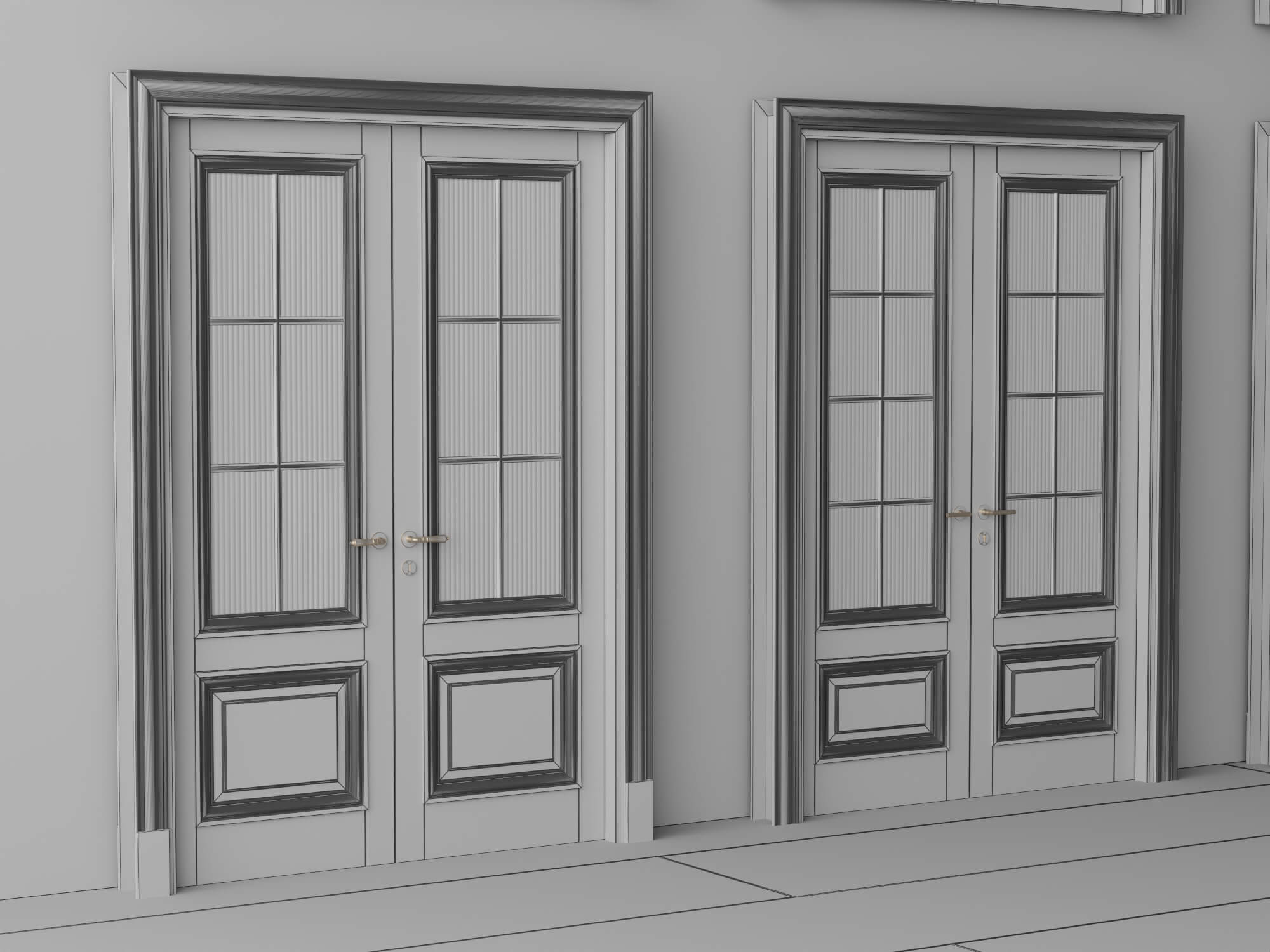 Classic Glass Double Doors 3d Models 3D Model