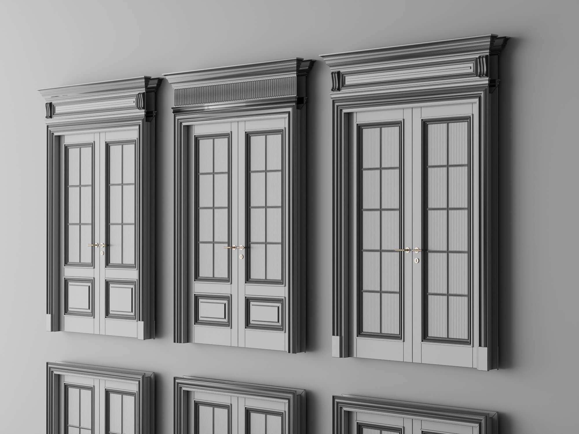 Classic Glass Double Doors 3d Models 3D Model