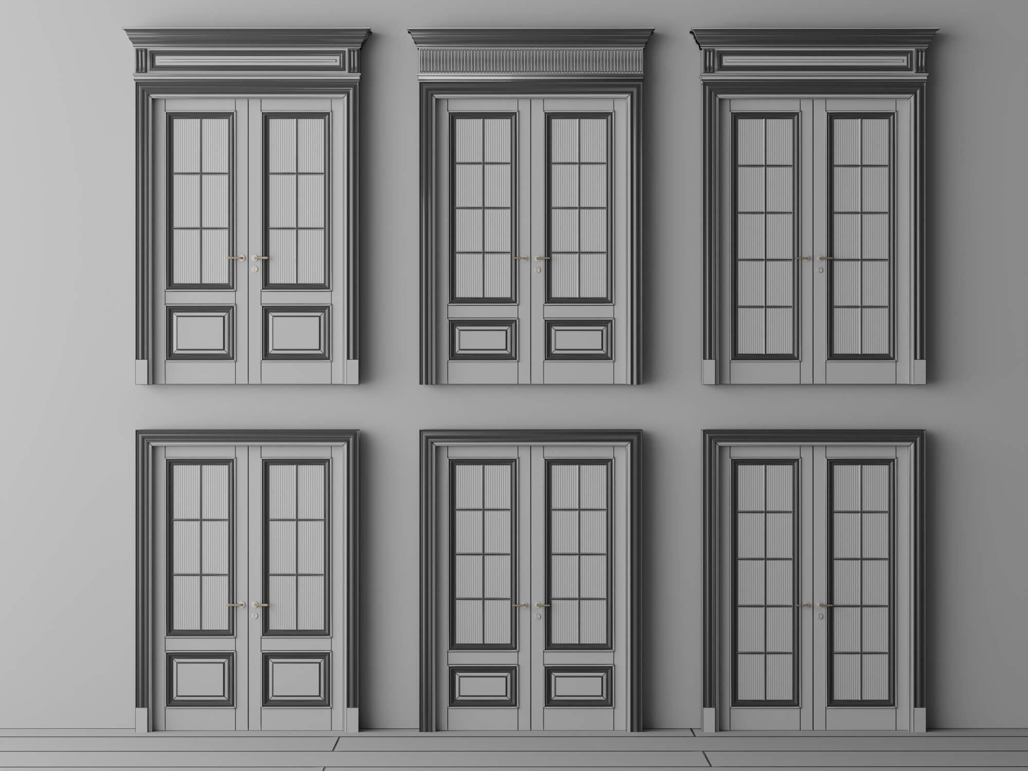 Classic Glass Double Doors 3d Models 3D Model