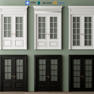 Classic Glass Double Doors 3d Models