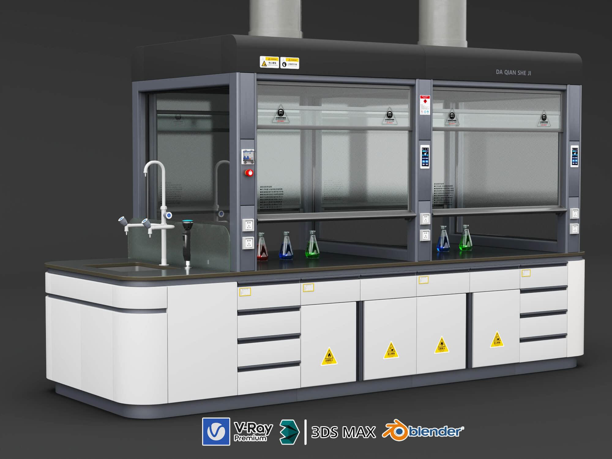 Laboratory Fume Hood Workstation 3D Model