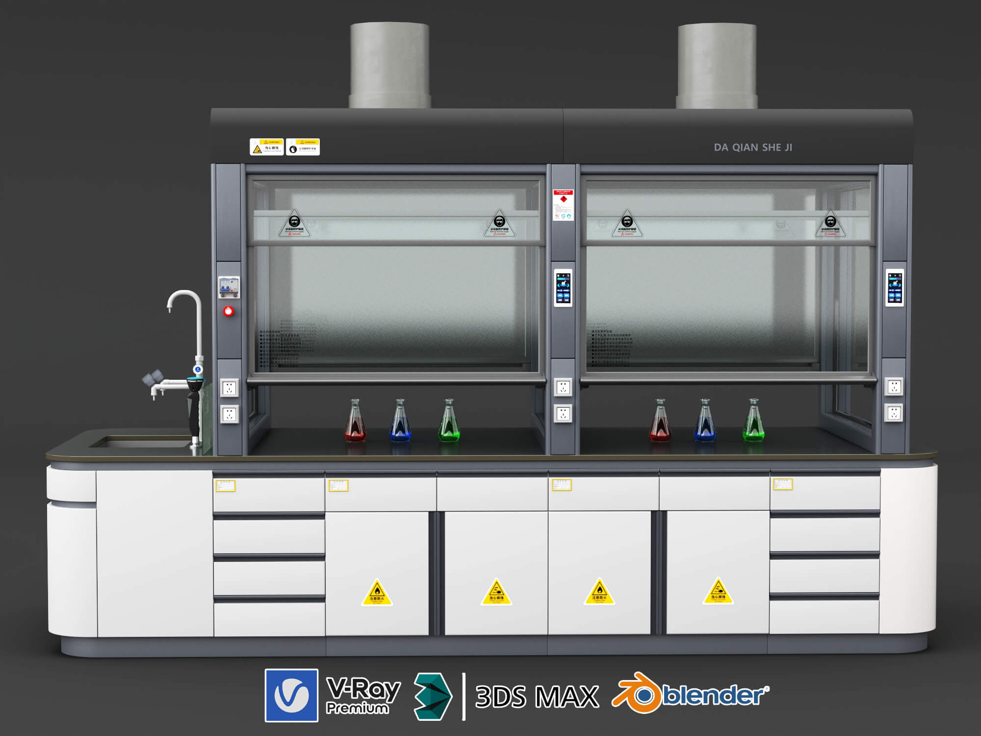 Laboratory Fume Hood Workstation 3D Model